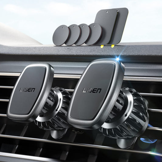 LISEN Magnetic Car Phone Holder, Dash-Mounted Holders, Black, Secure NEW