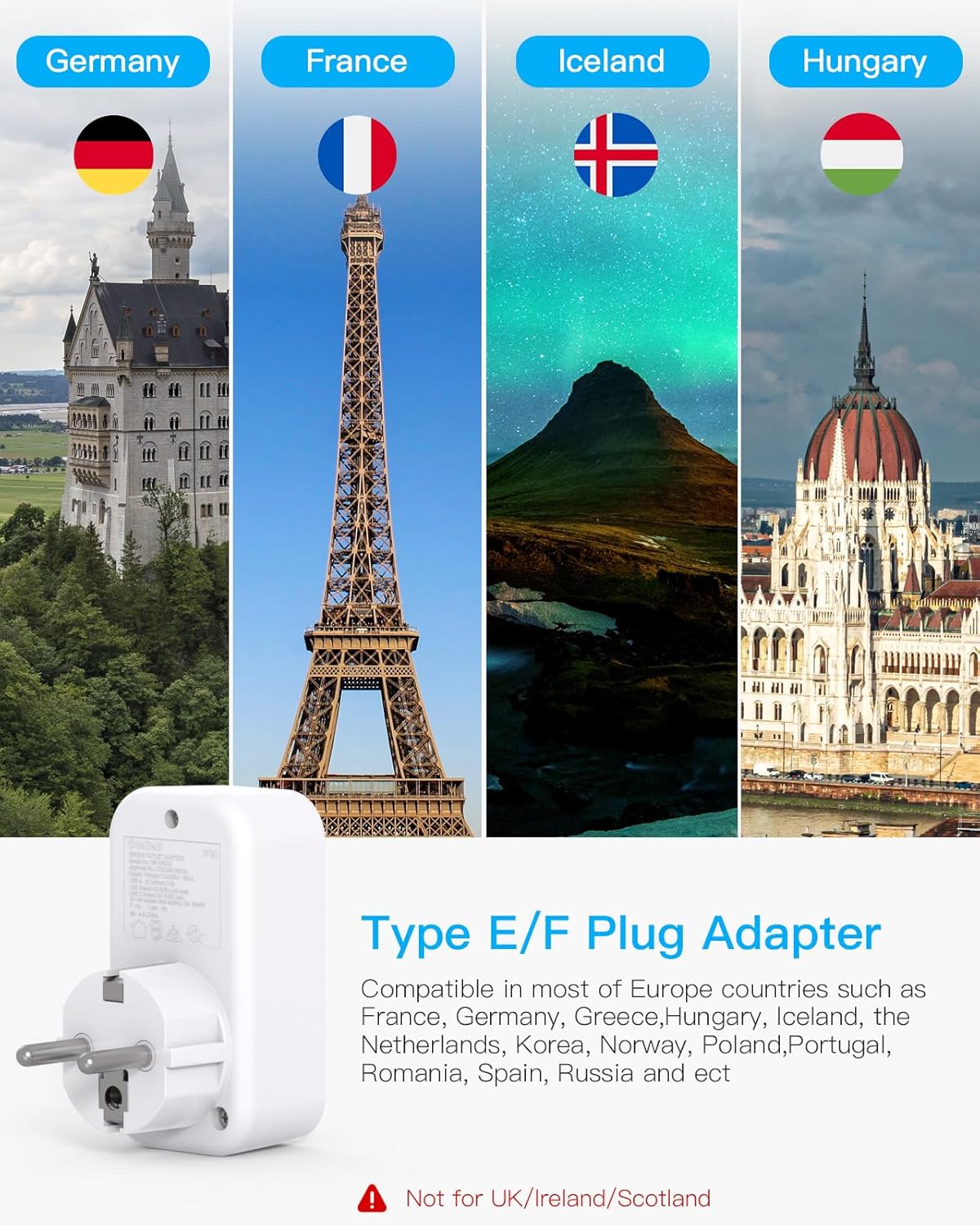 One Beat International Travel Power Adapter with 4 USB Ports, White DEMO