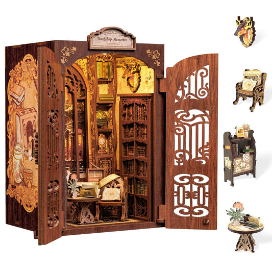 CUTEBEE DIY Dollhouses Miniature Dollhouse Book Nook Kit Bookshop Memories NEW