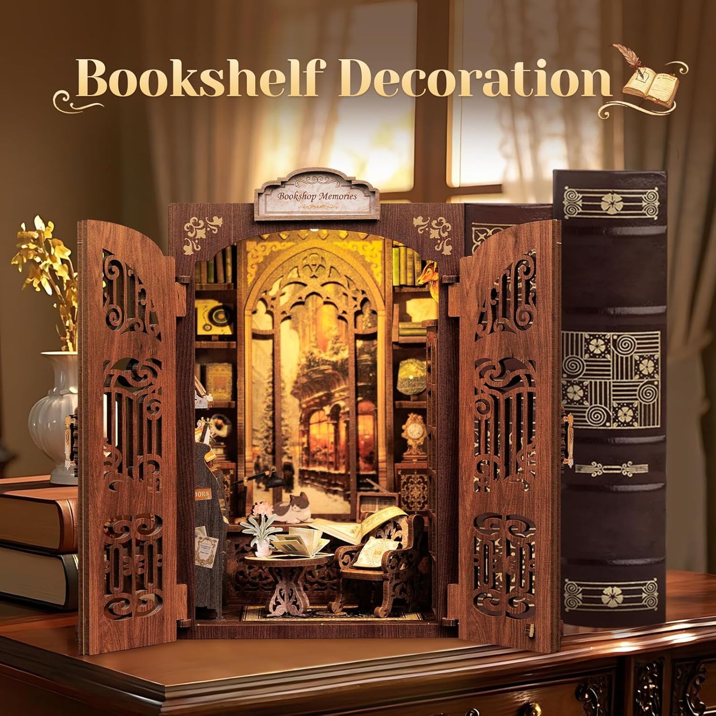 CUTEBEE DIY Dollhouses Miniature Dollhouse Book Nook Kit Bookshop Memories NEW