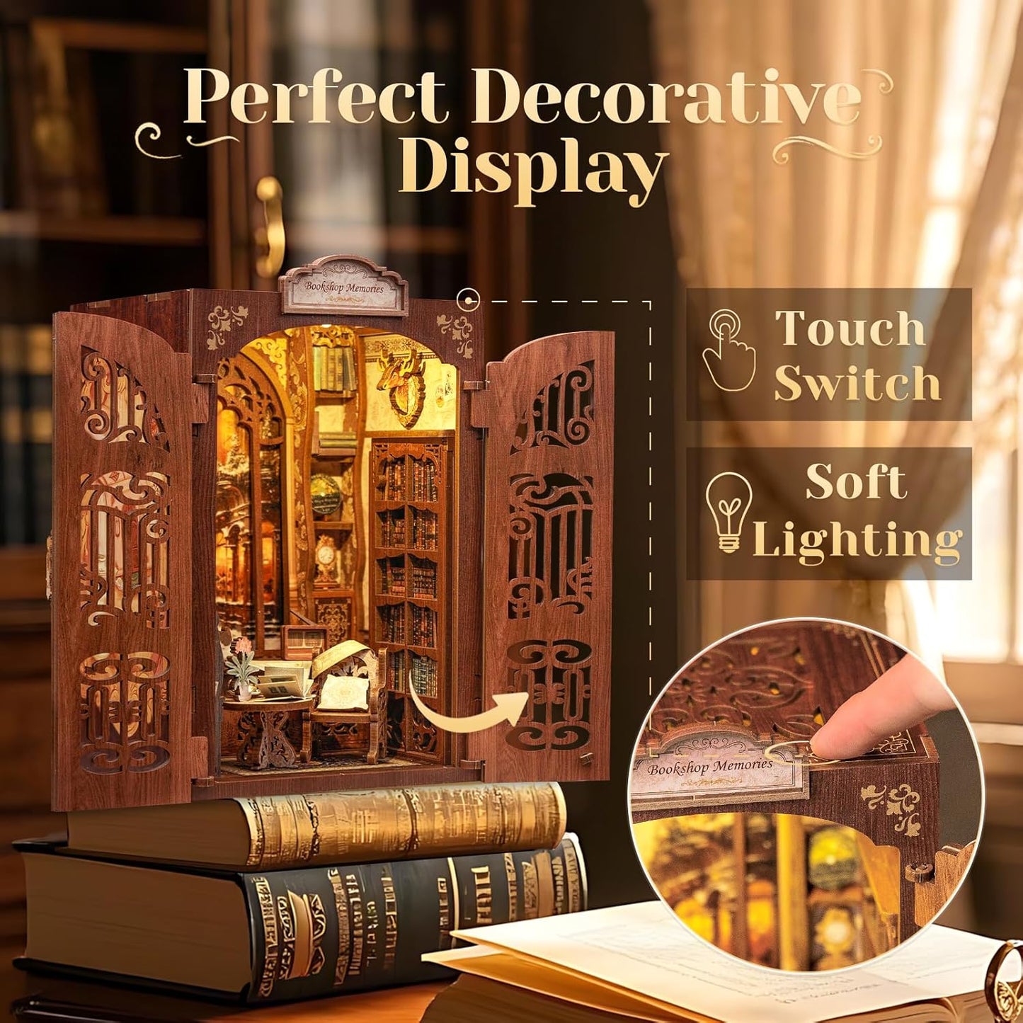 CUTEBEE DIY Dollhouses Miniature Dollhouse Book Nook Kit Bookshop Memories NEW