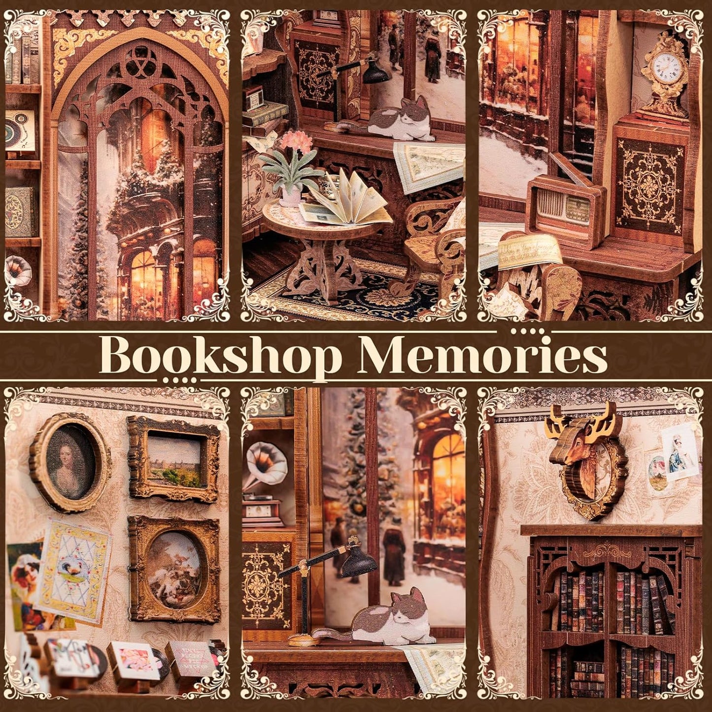 CUTEBEE DIY Dollhouses Miniature Dollhouse Book Nook Kit Bookshop Memories NEW