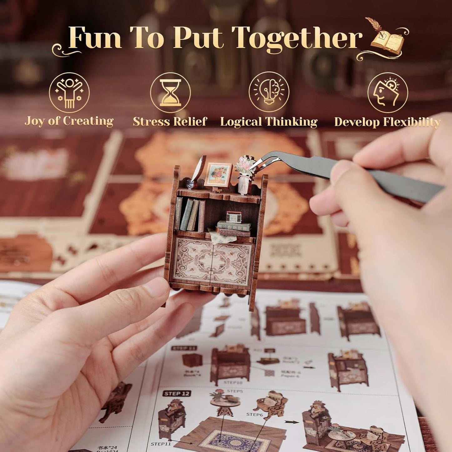 CUTEBEE DIY Dollhouses Miniature Dollhouse Book Nook Kit Bookshop Memories NEW