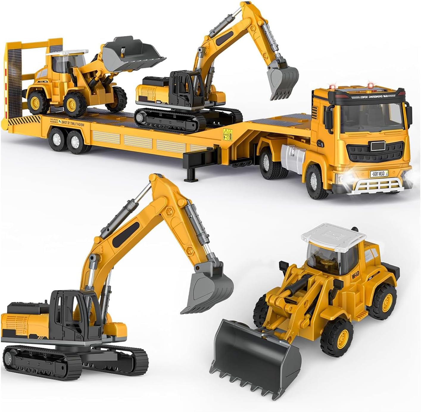 DRSM Yellow Model Truck & Excavator Construction Toy Playset NEW
