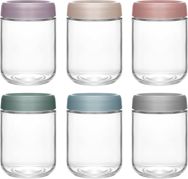 Anfower 6 x Glass Overnight Oats Jars with Airtight Lids Wide Mouth 250ml NEW