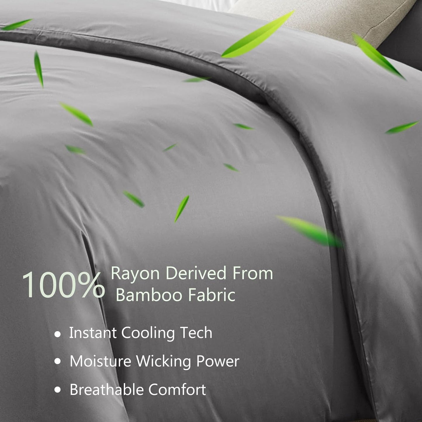 ACCURATEX King Single Bamboo Duvet Quilt Cover Set in Grey, 160x210cm NEW