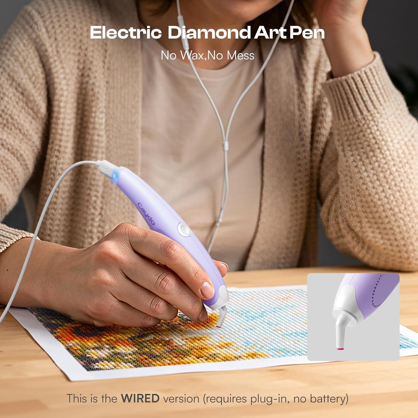Caydo Wired Electric Diamond Painting Pen Plug-in Use E-Painter for Crafts NEW