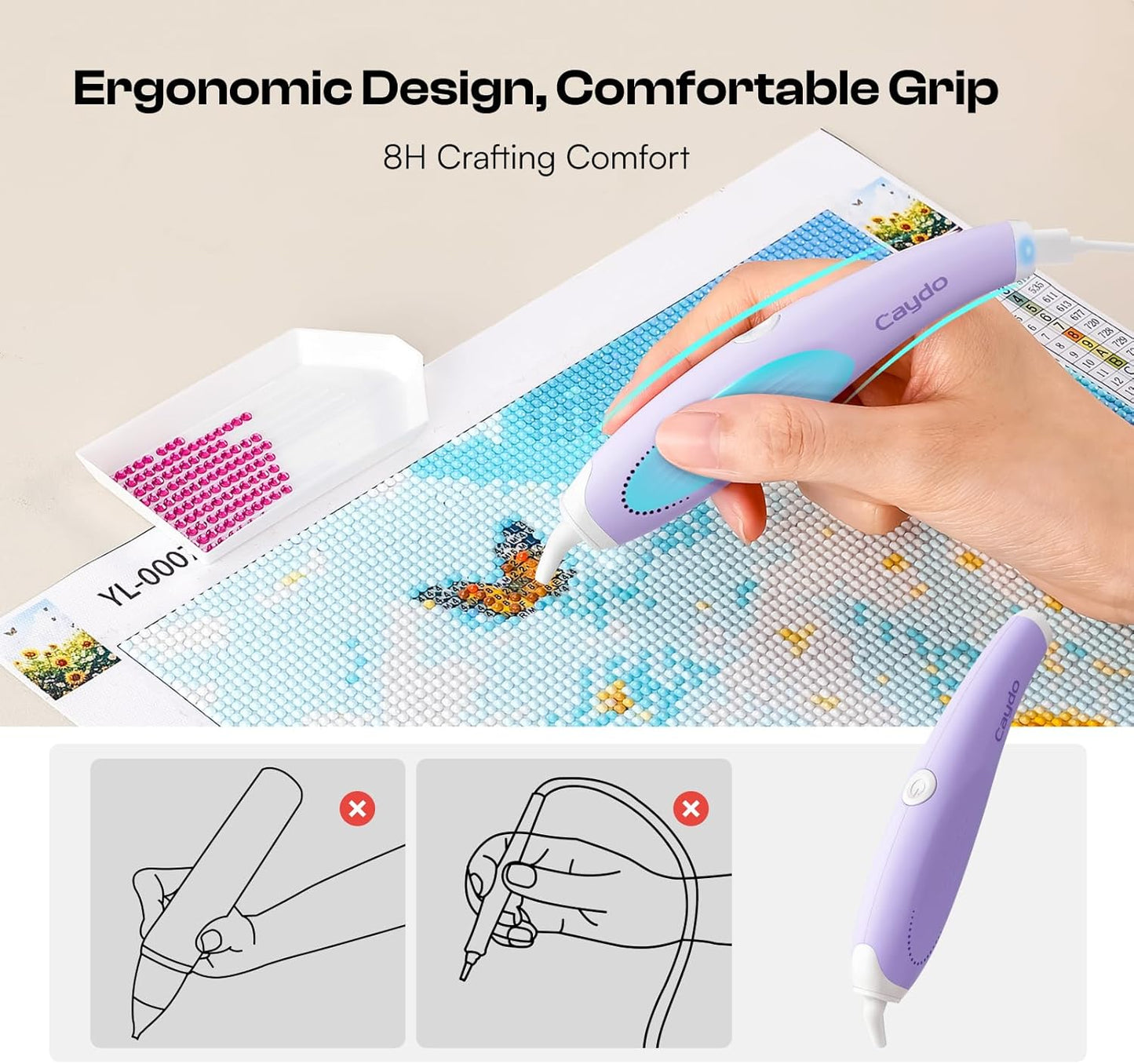 Caydo Wired Electric Diamond Painting Pen Plug-in Use E-Painter for Crafts NEW