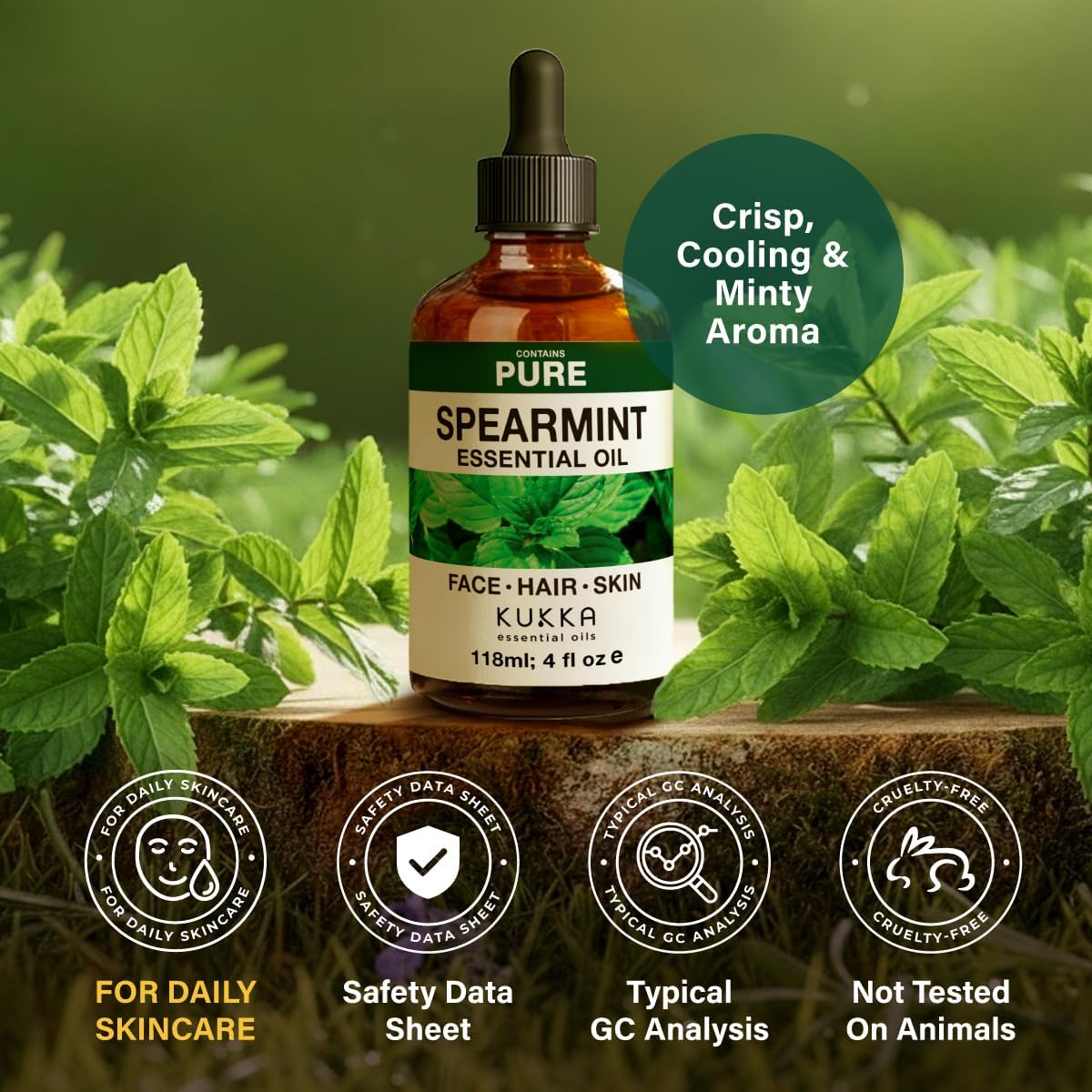 KUKKA Essential Oil Singles Spearmint 118ml Aromatherapy Diffuser Skin Hair NEW