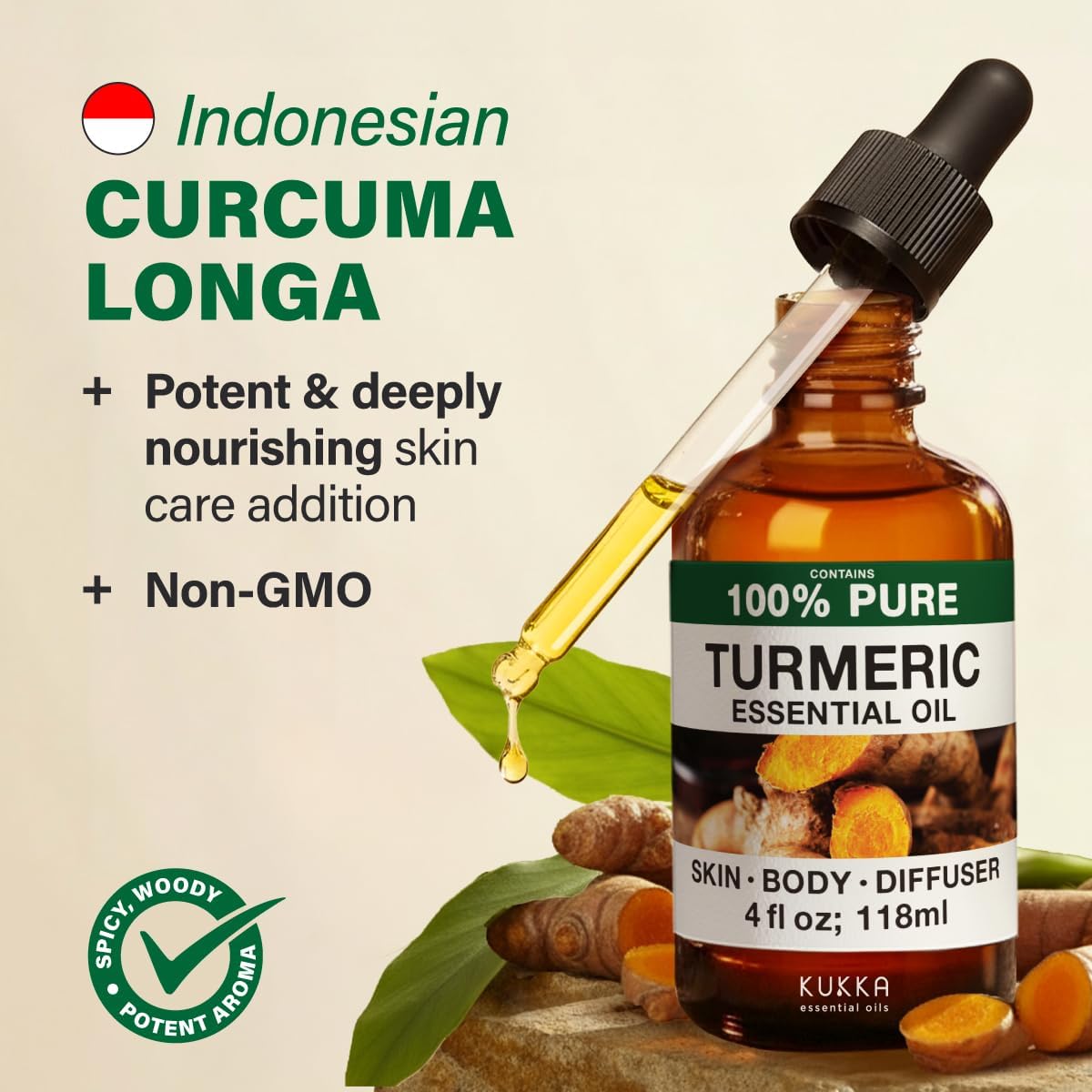 KUKKA 100% Pure Natural Turmeric Essential Oil 118ml Aromatherapy Diffuser NEW