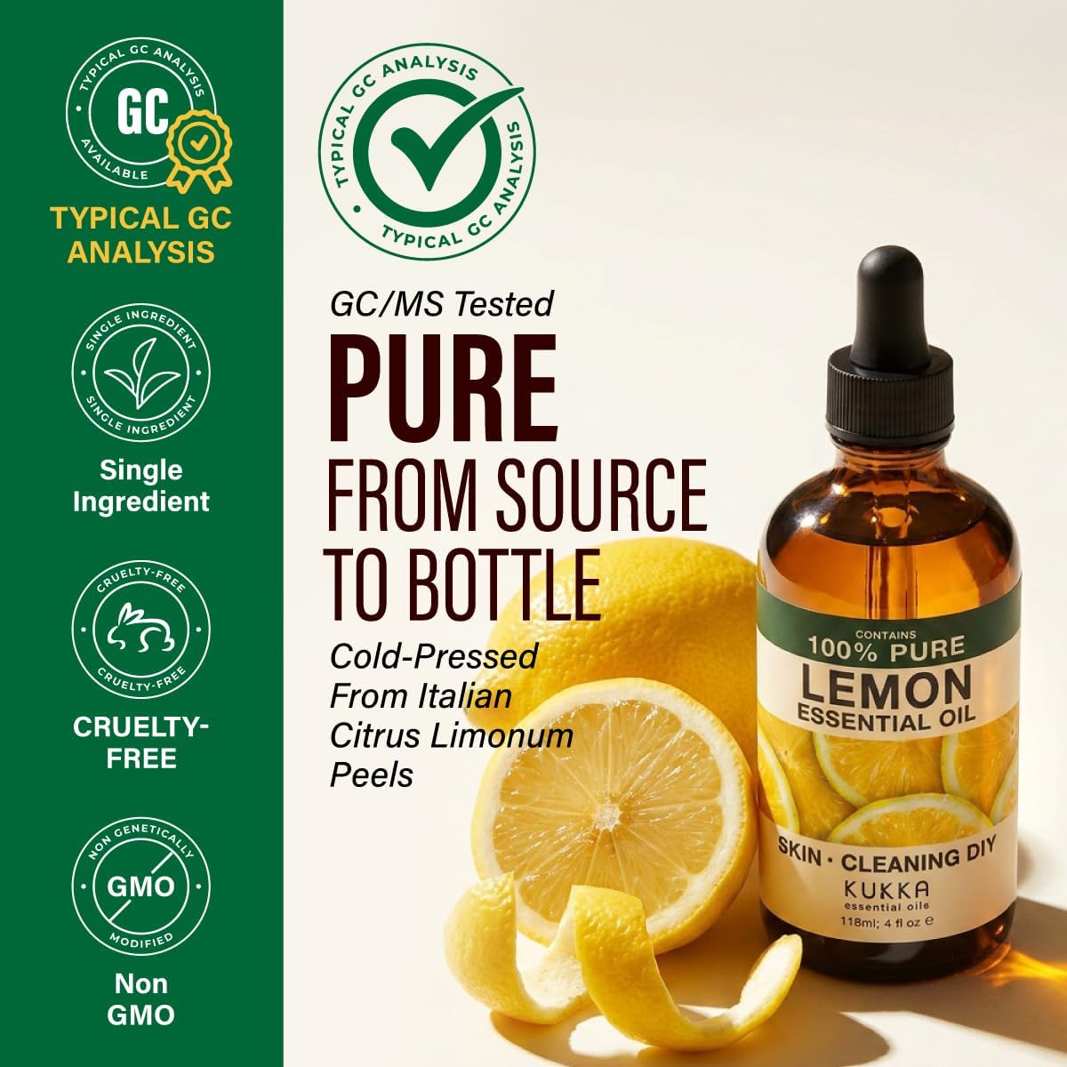 KUKKA Essential Oil 100% Pure Lemon 118ml for Hair Skin Diffuser Aroma NEW