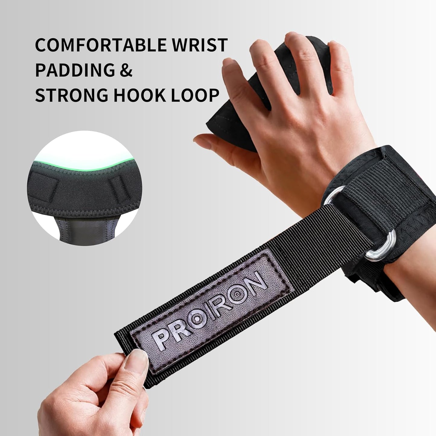 PROIRON Weight Lifting Wrist Straps Pair Rubber Weightlifting Strap Size M NEW