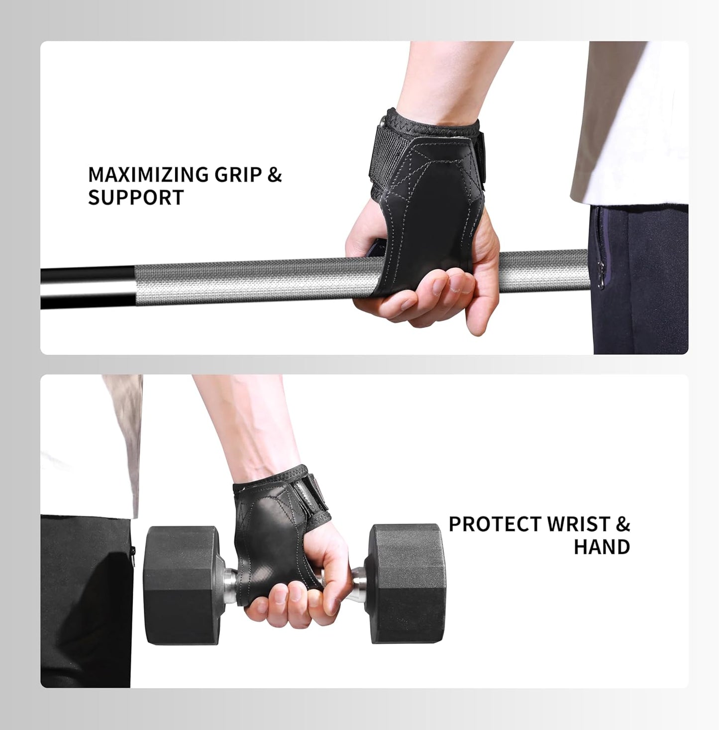 PROIRON Weight Lifting Wrist Straps Pair Rubber Weightlifting Strap Size M NEW