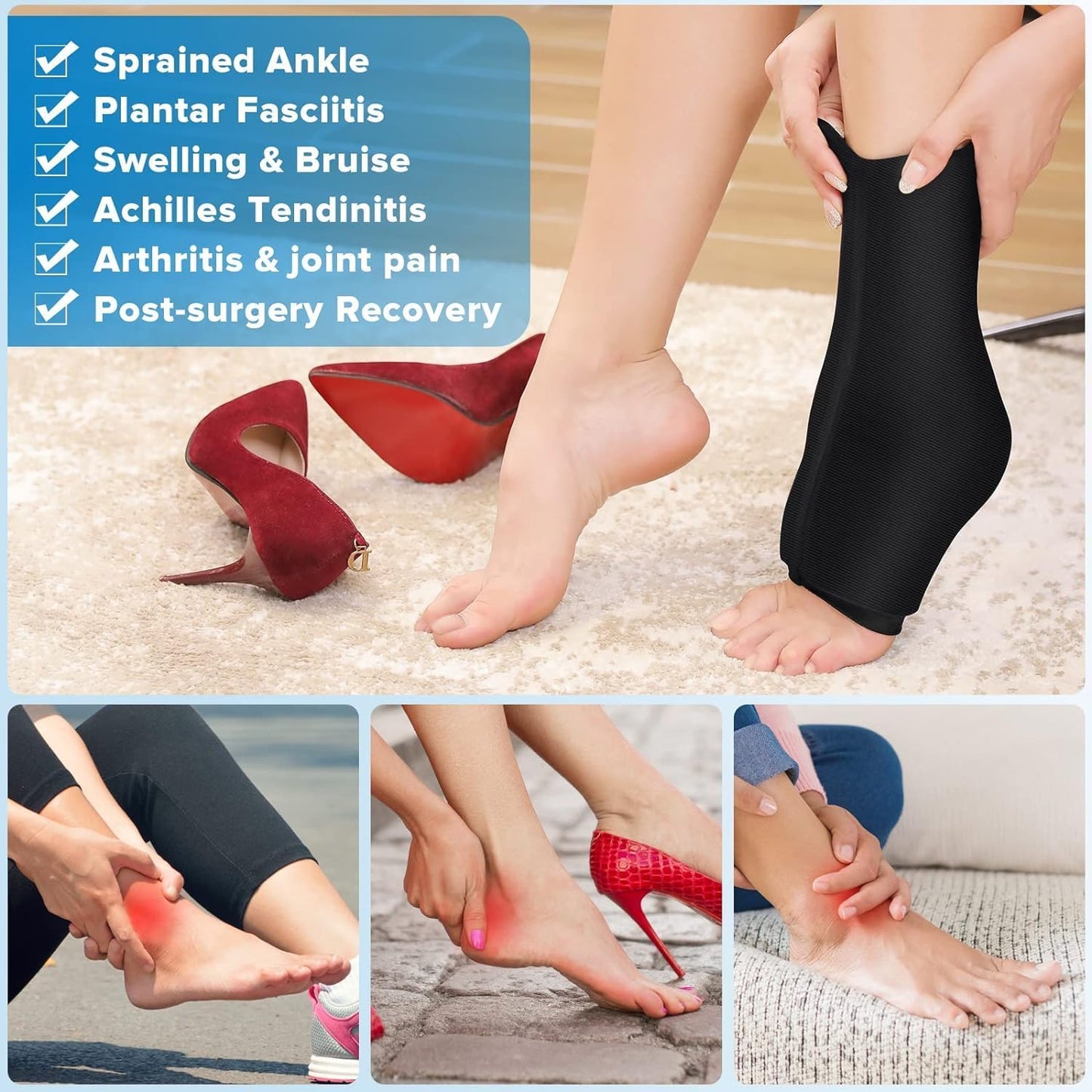 LEIAOLY Reusable Ankle Ice Pack Wrap for Swelling Hot Cold Therapy Size XL NEW