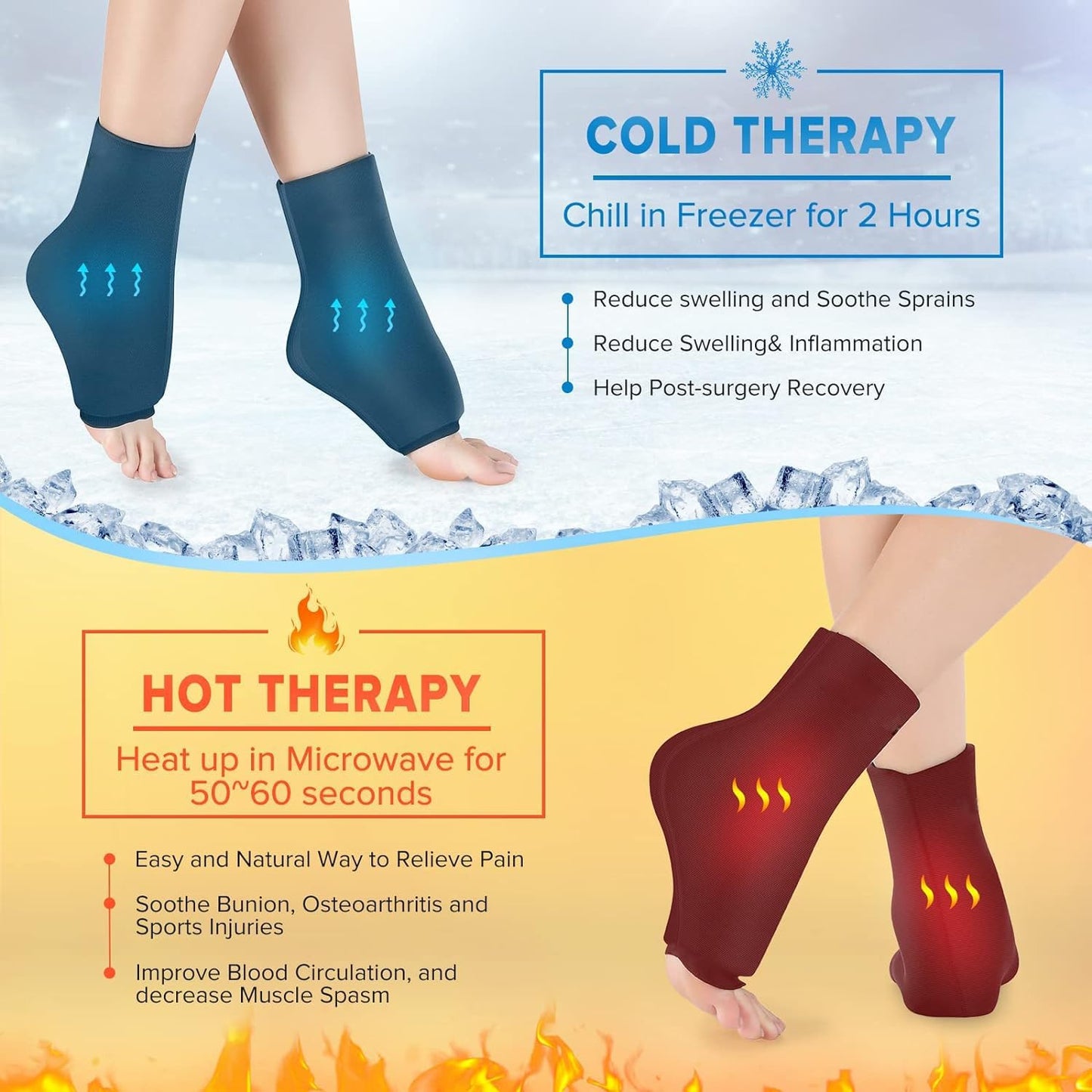 LEIAOLY Reusable Ankle Ice Pack Wrap for Swelling Hot Cold Therapy Size XL NEW