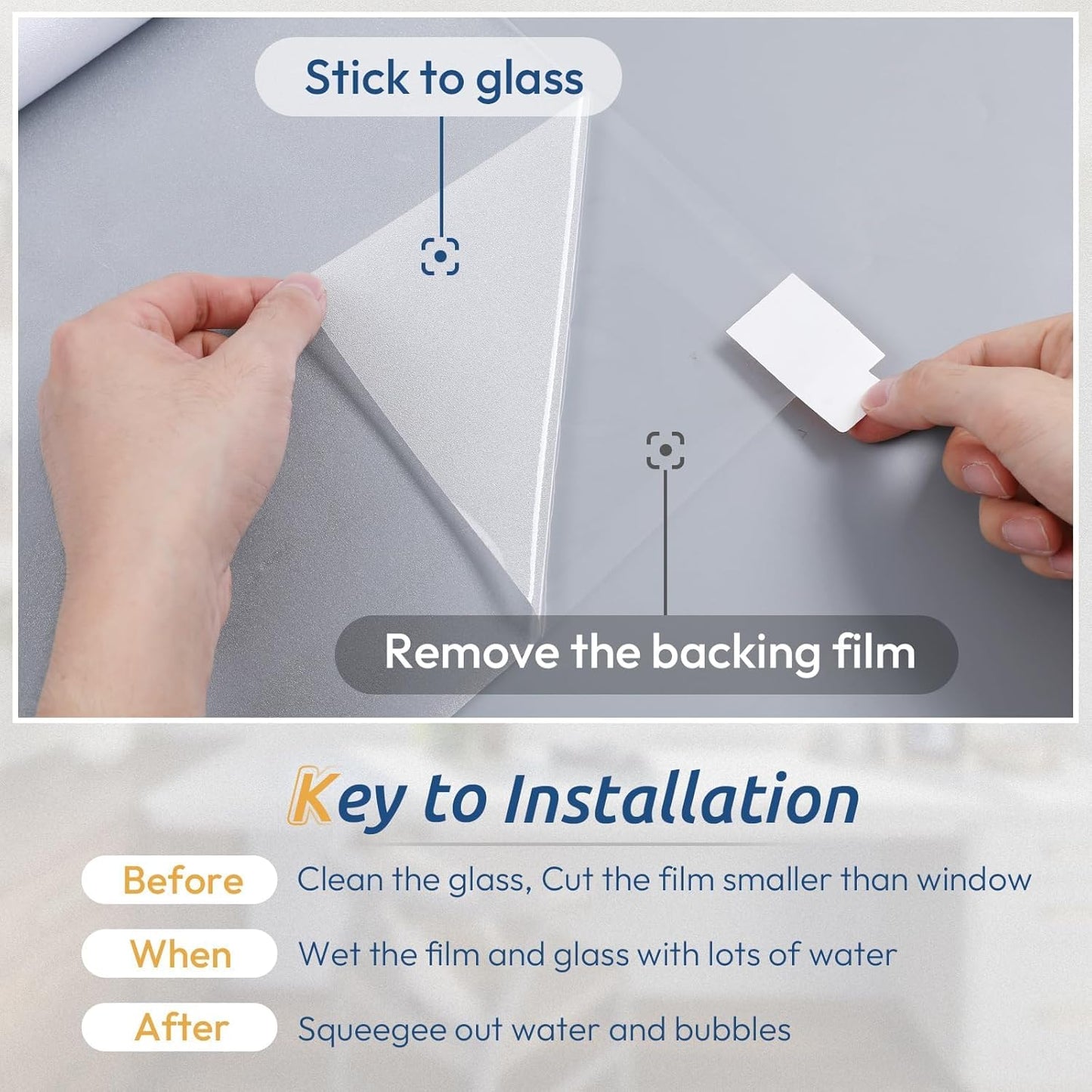 rabbitgoo Decorative Frosted Window Privacy Film Opaque Static Cling Pure NEW