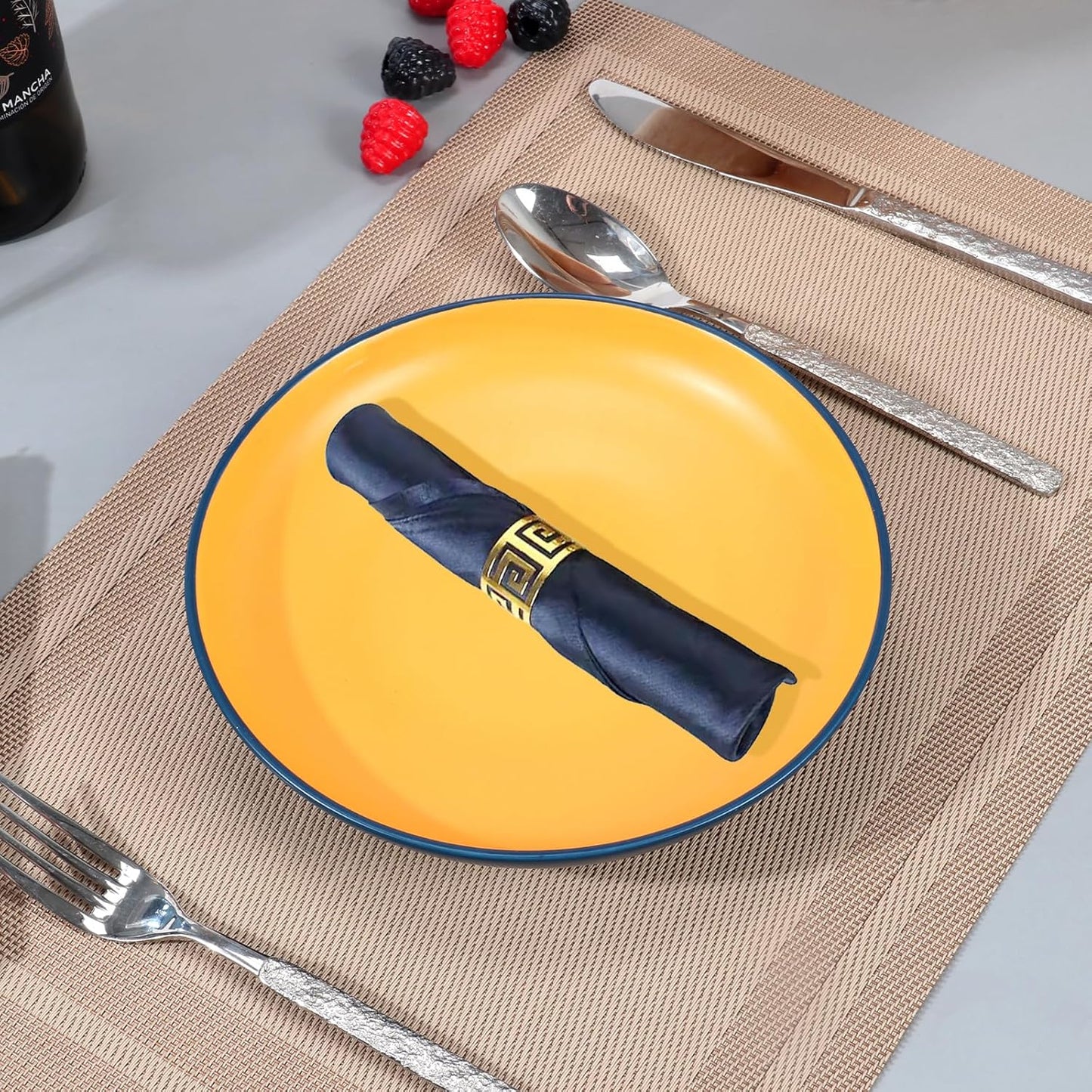 Anveena 8-Inch Yellow Porcelain Dinner Plates Microwave Dishwasher Safe DEMO