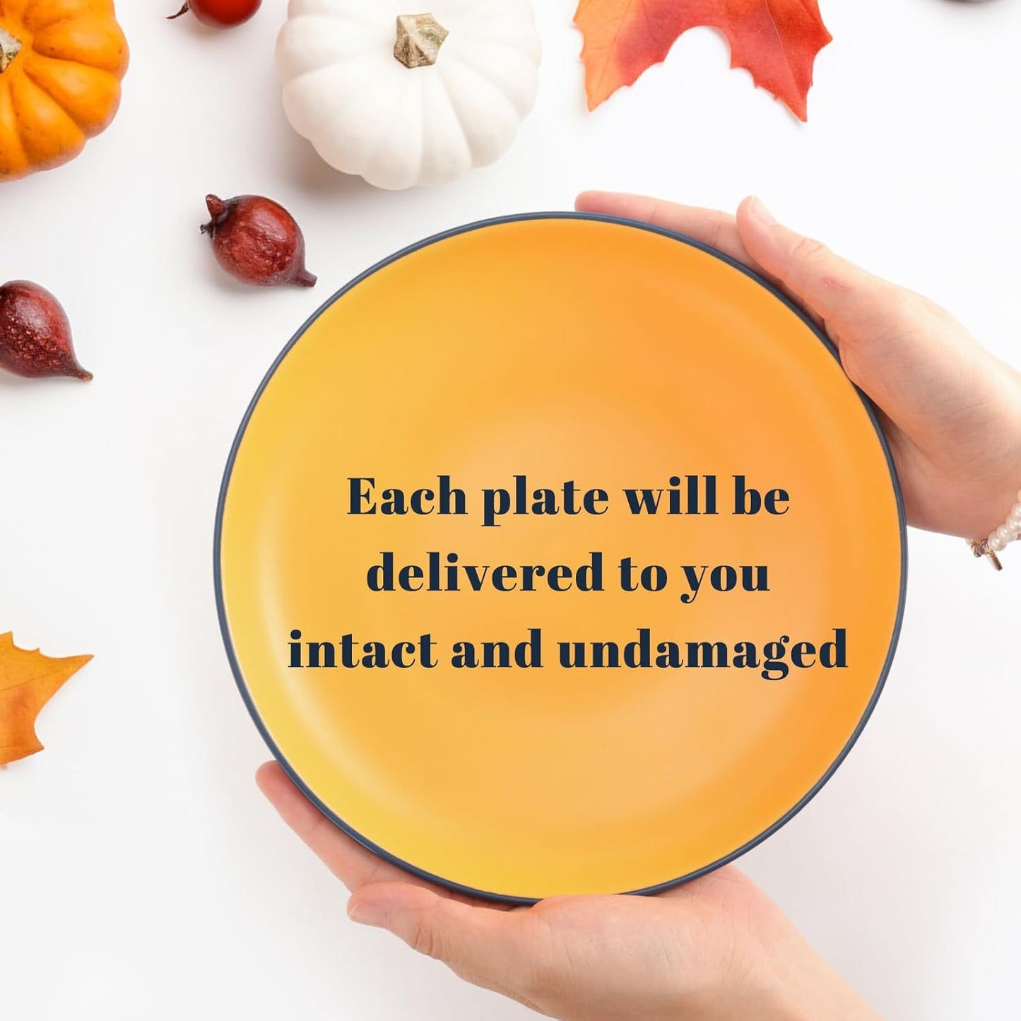 Anveena 8-Inch Yellow Porcelain Dinner Plates Microwave Dishwasher Safe DEMO