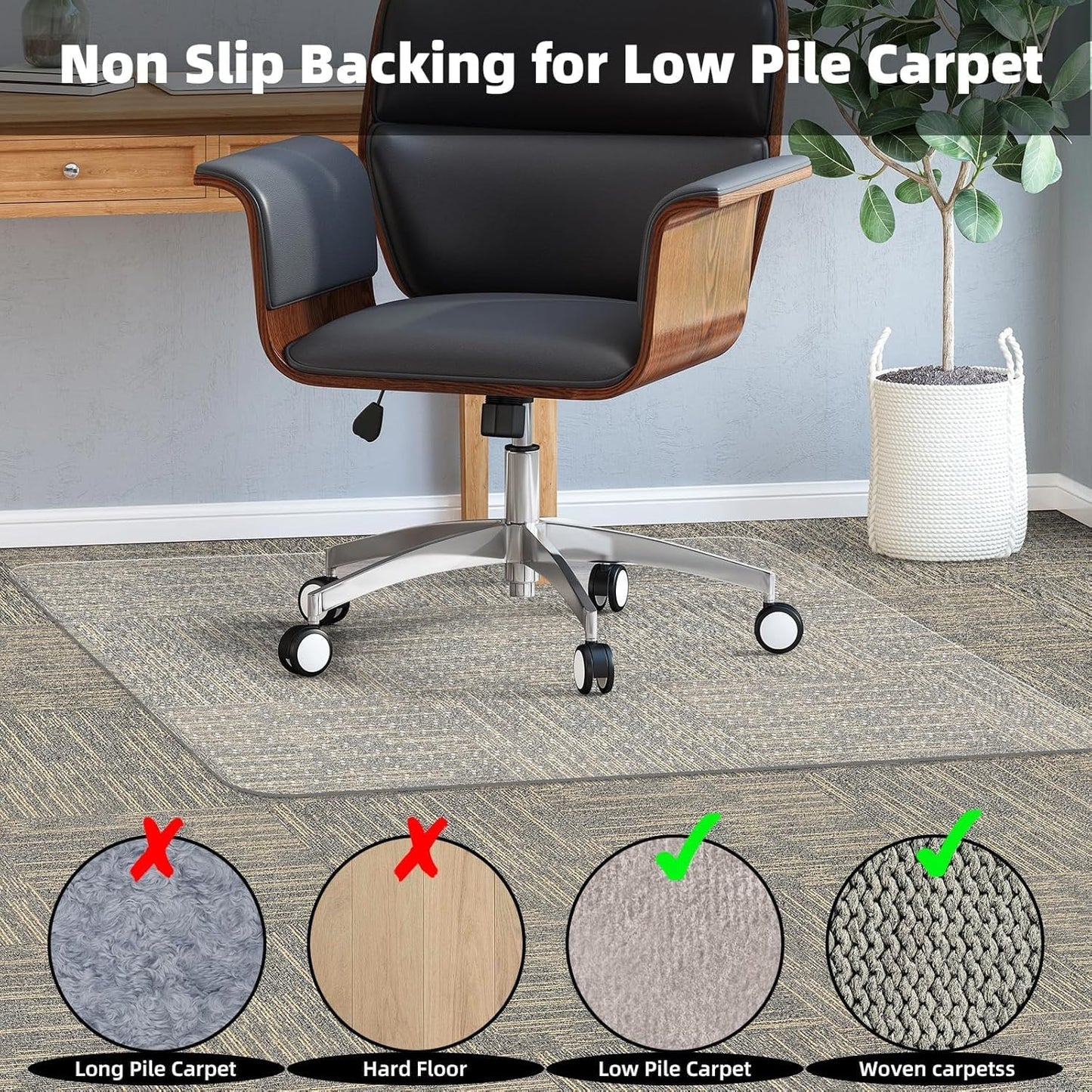 Anyuainiya Transparent Multi Surface Chair Mat for Carpets Rectangle 120x90 NEW