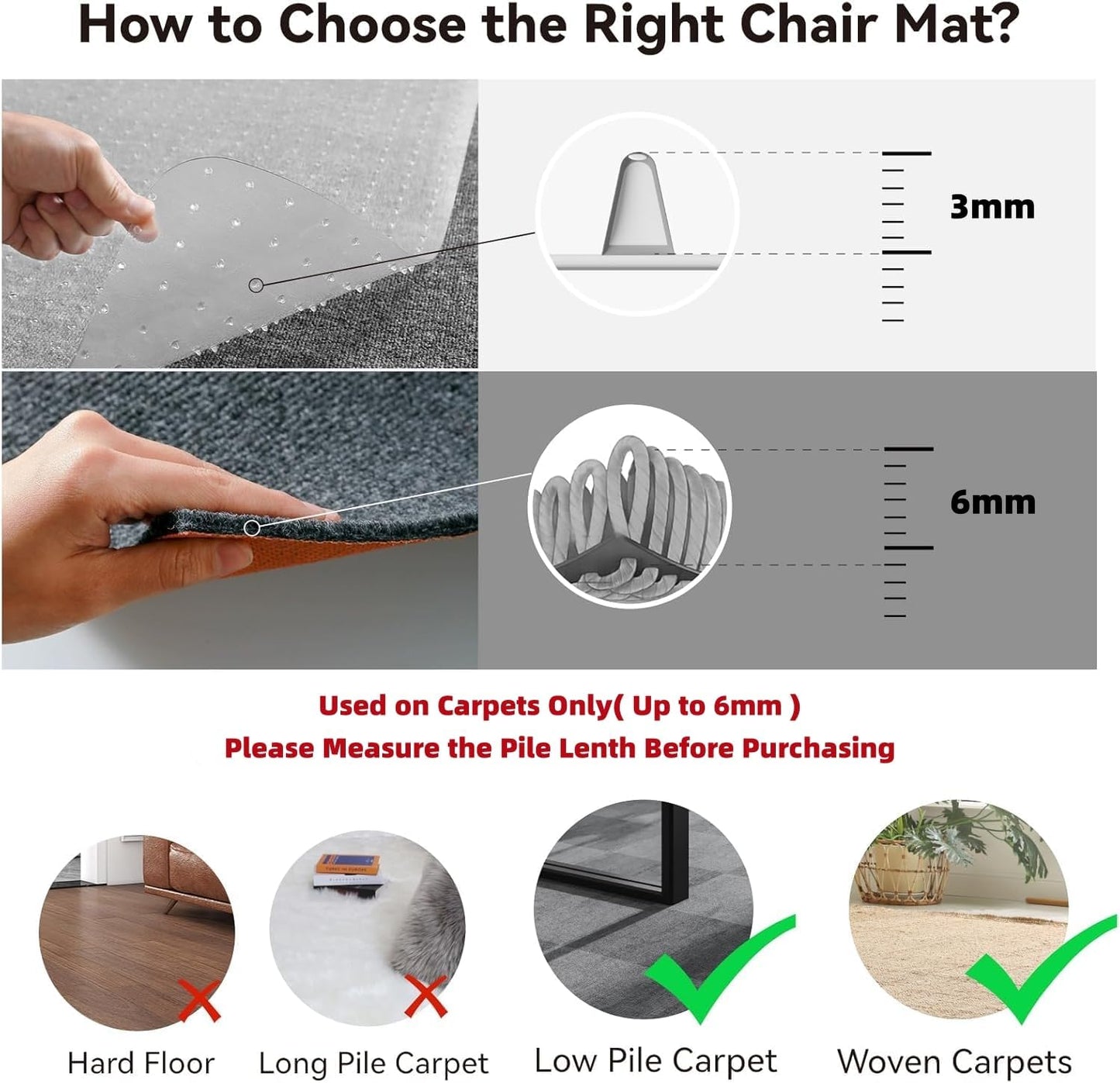 Anyuainiya Transparent Multi Surface Chair Mat for Carpets Rectangle 120x90 NEW