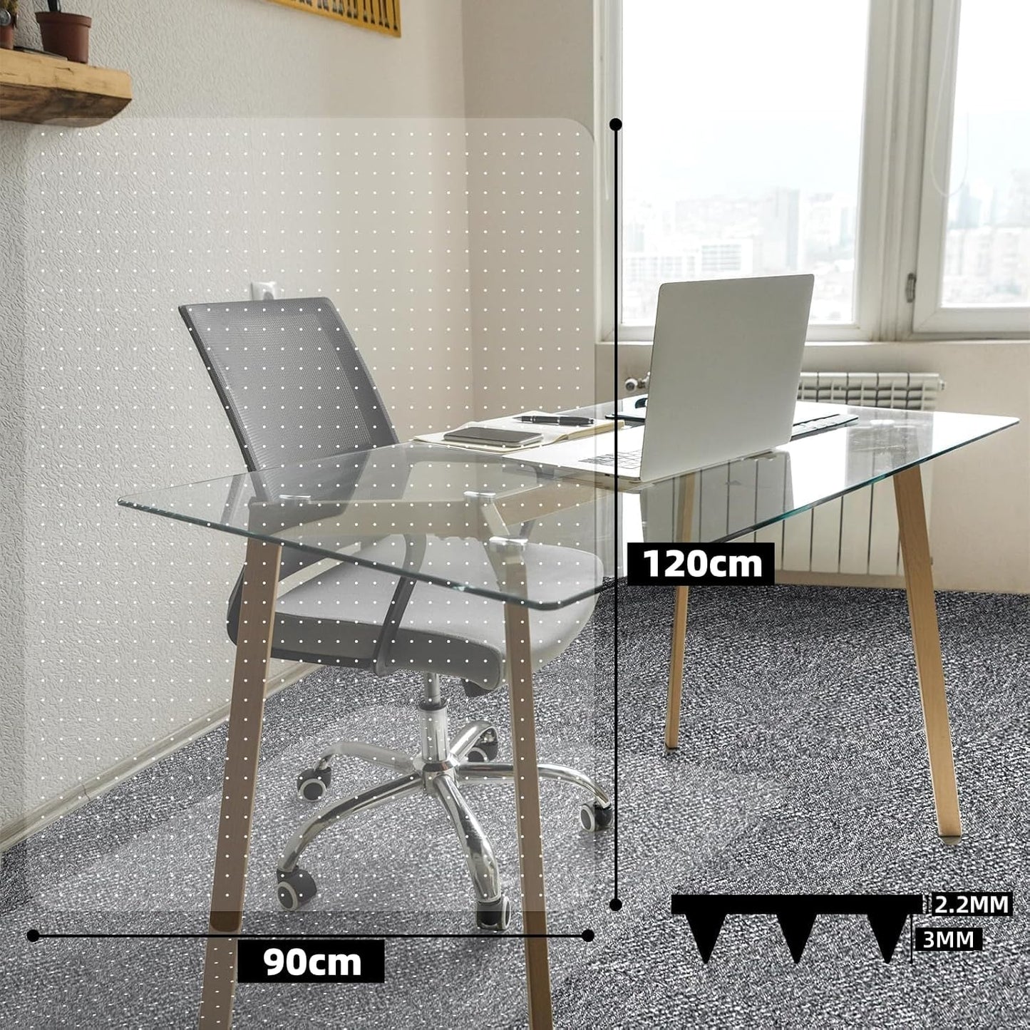 Anyuainiya Transparent Multi Surface Chair Mat for Carpets Rectangle 120x90 NEW