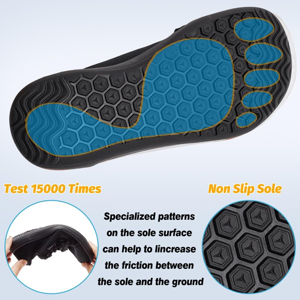 HOBIBEAR Minimalist Barefoot Trainers Zero Drop Wide Width All Black EU 39 NEW