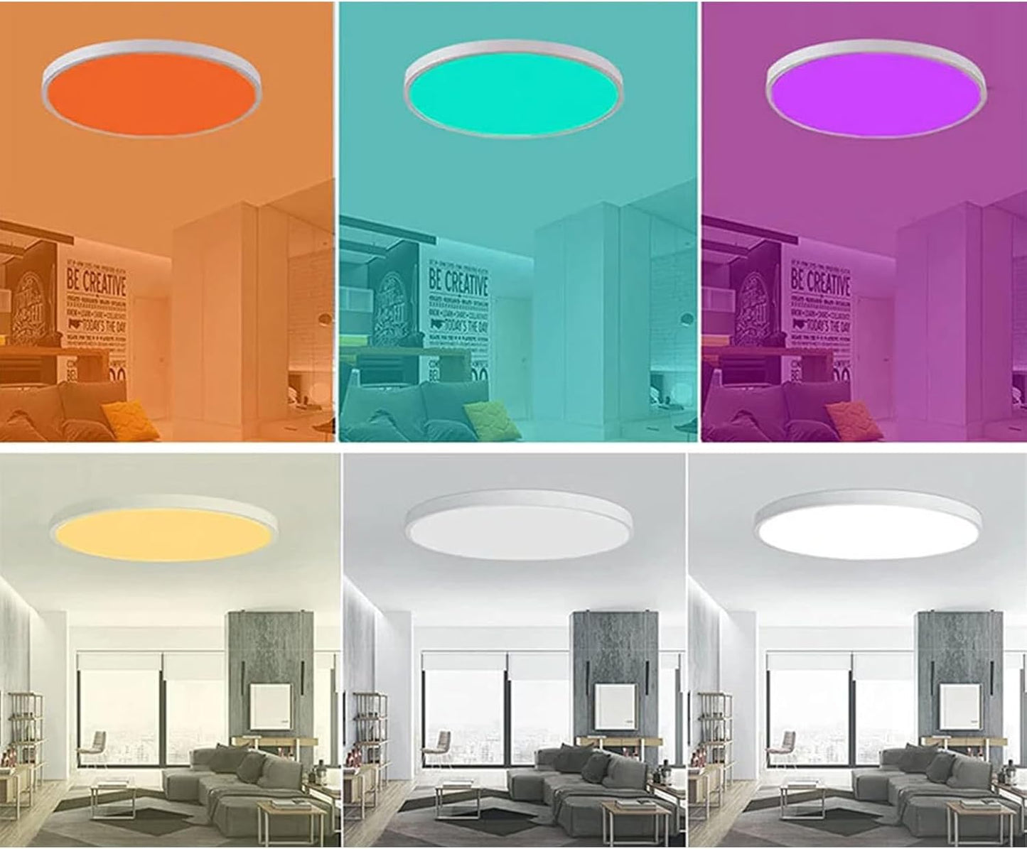 PORIYA 24W WiFi Smart Ceiling Light Fixture Ultra-Thin Voice Control White NEW