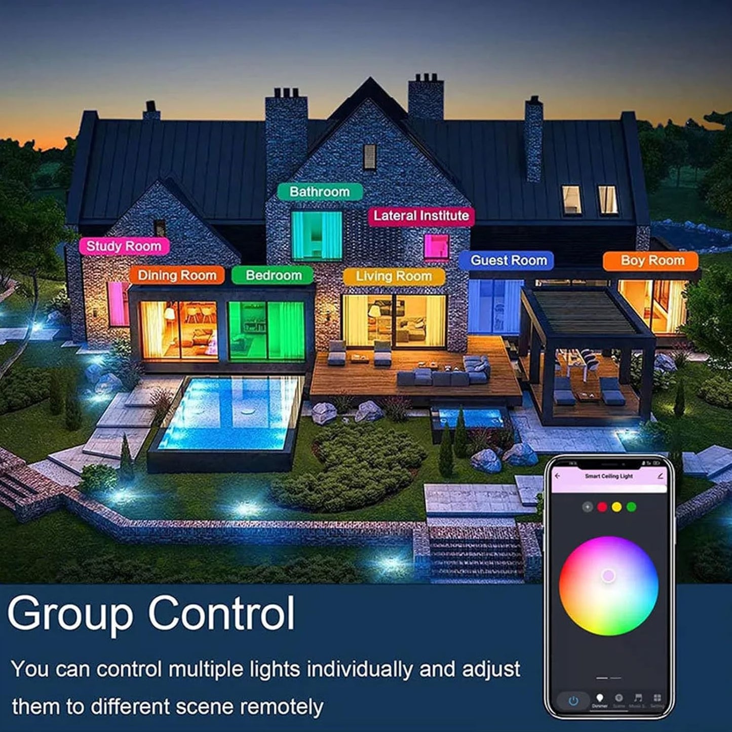PORIYA 24W WiFi Smart Ceiling Light Fixture Ultra-Thin Voice Control White NEW