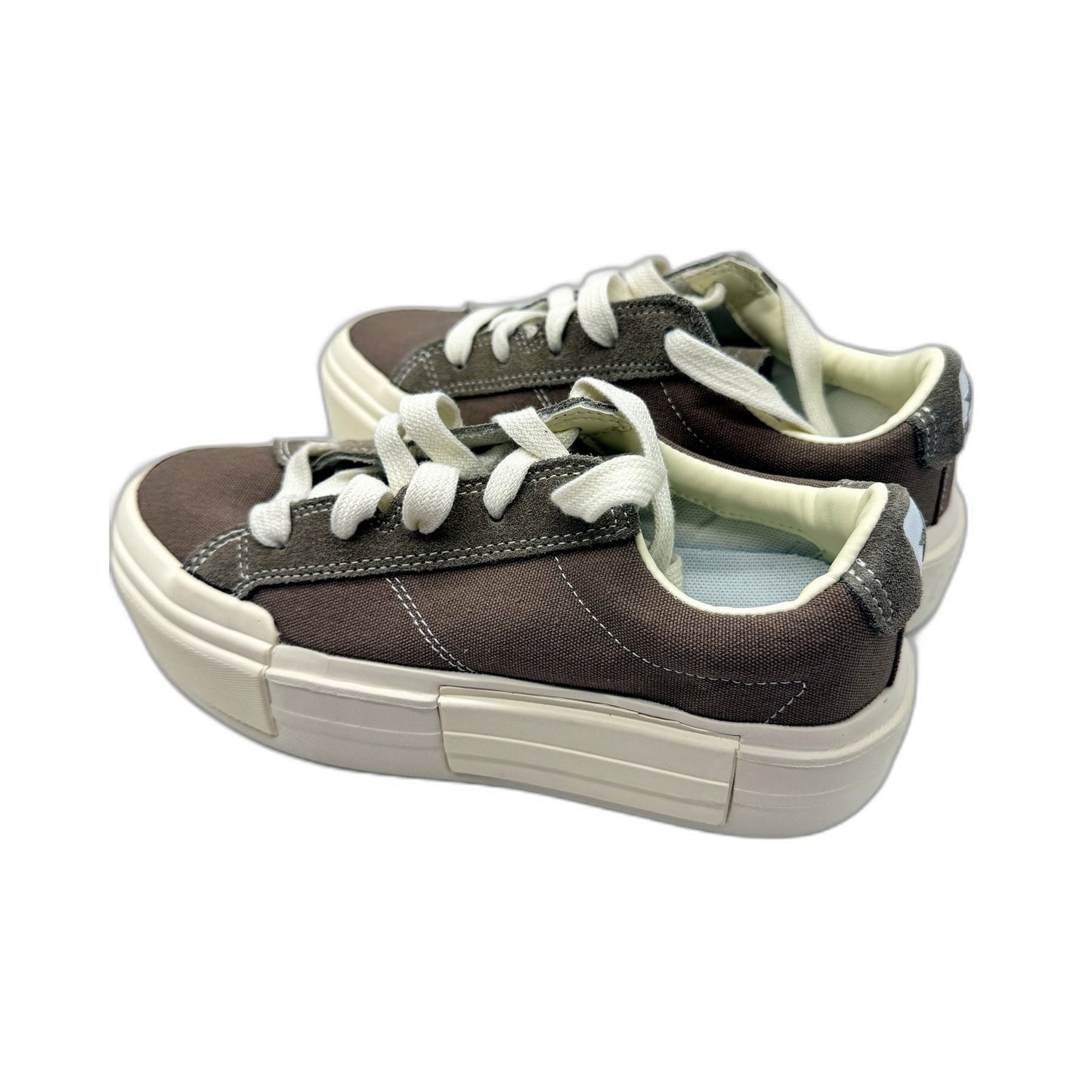 Converse Khaki Brown Canvas & Sueded Platform Sneakers Shoes US M 5.5 W 7.5 DEMO