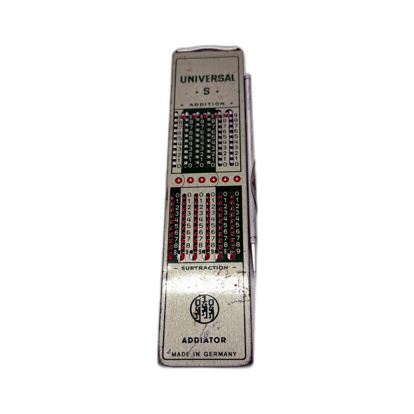 VINTAGE Universal Germany Mechanical Calculator Adding Subtracting Math Tool 