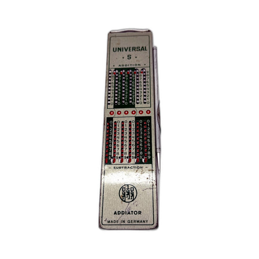 VINTAGE Universal Germany Mechanical Calculator Adding Subtracting Math Tool 