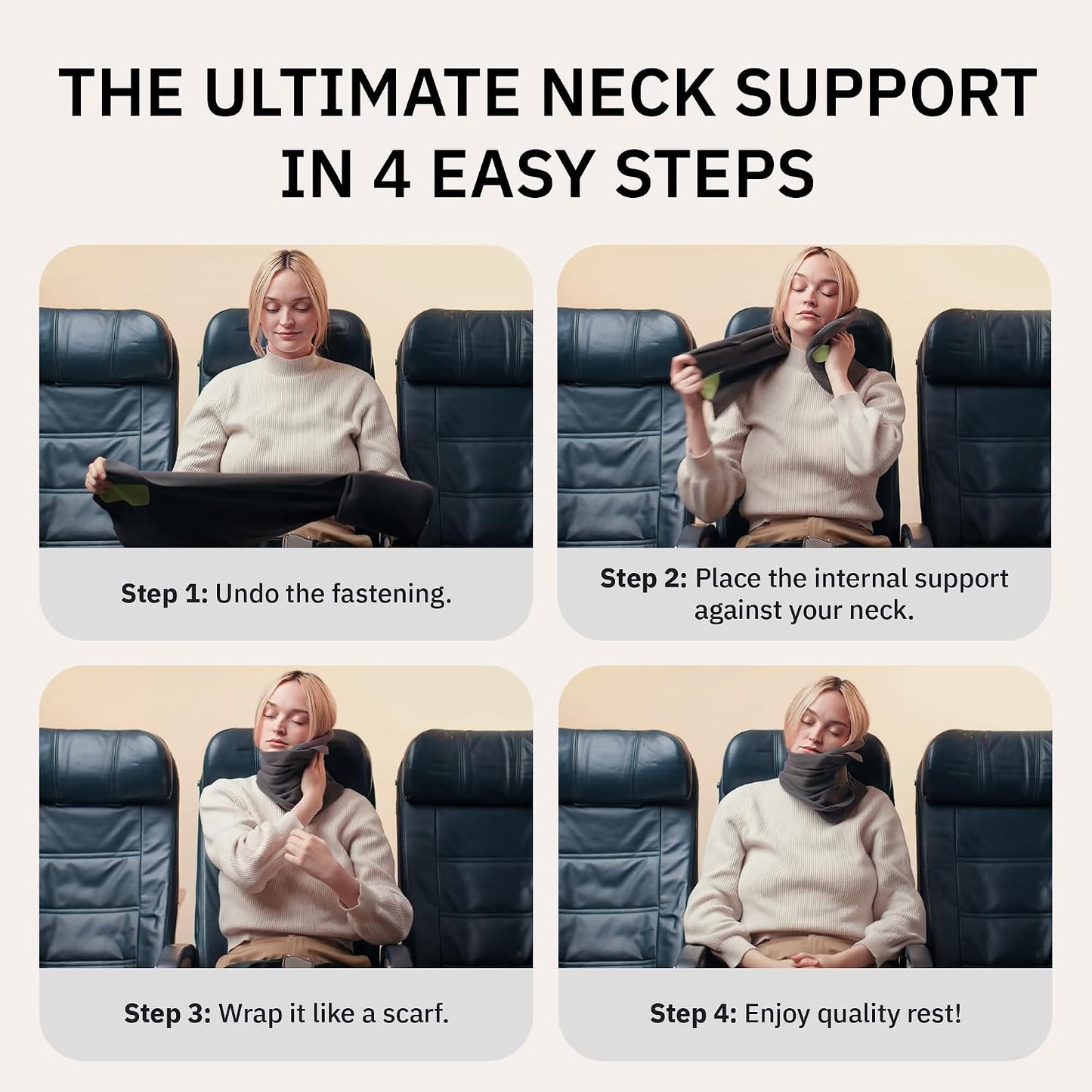 trtl Travel Pillow for Flights Soft Neck Support Comfortable Black Adult NEW