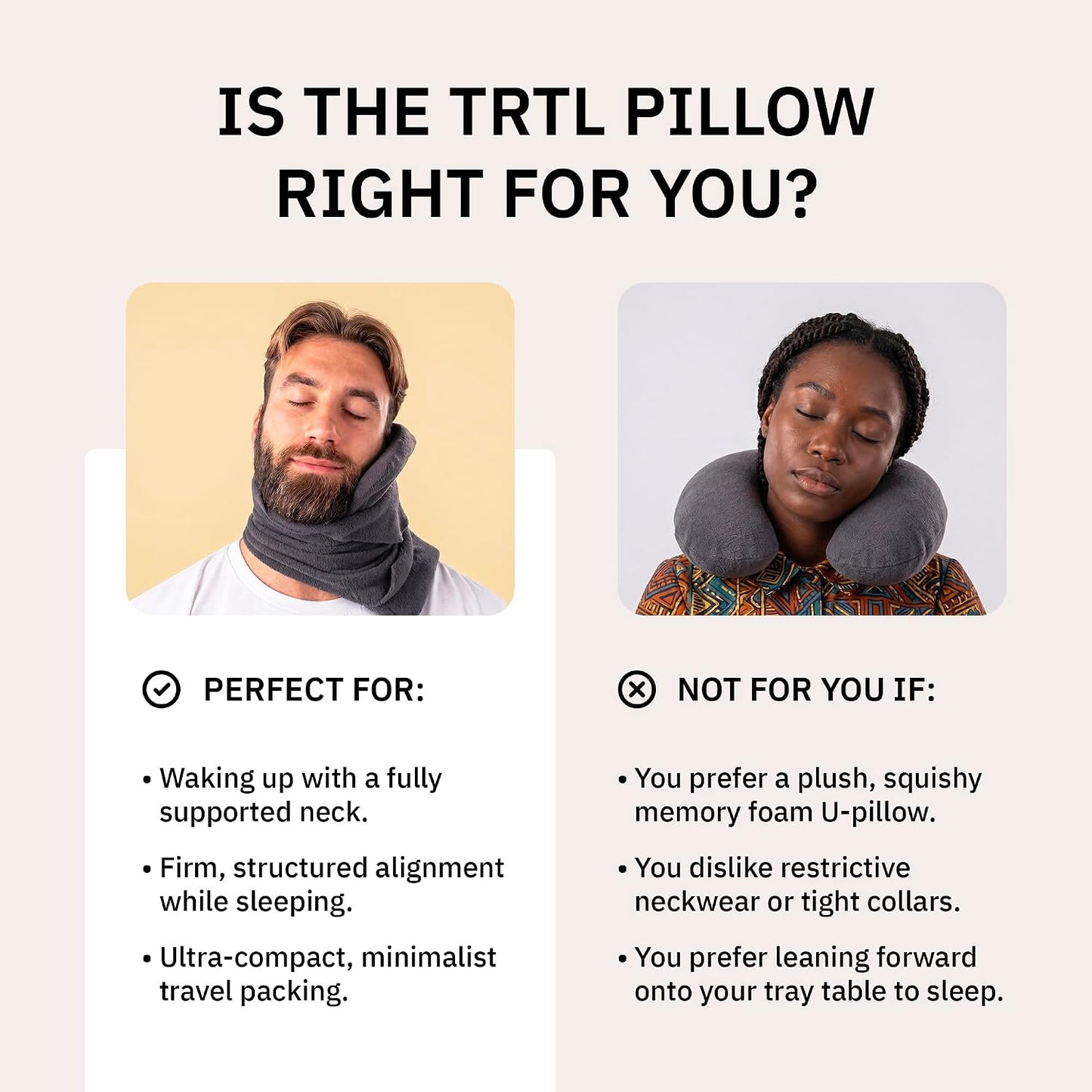 trtl Travel Pillow for Flights Soft Neck Support Comfortable Black Adult NEW