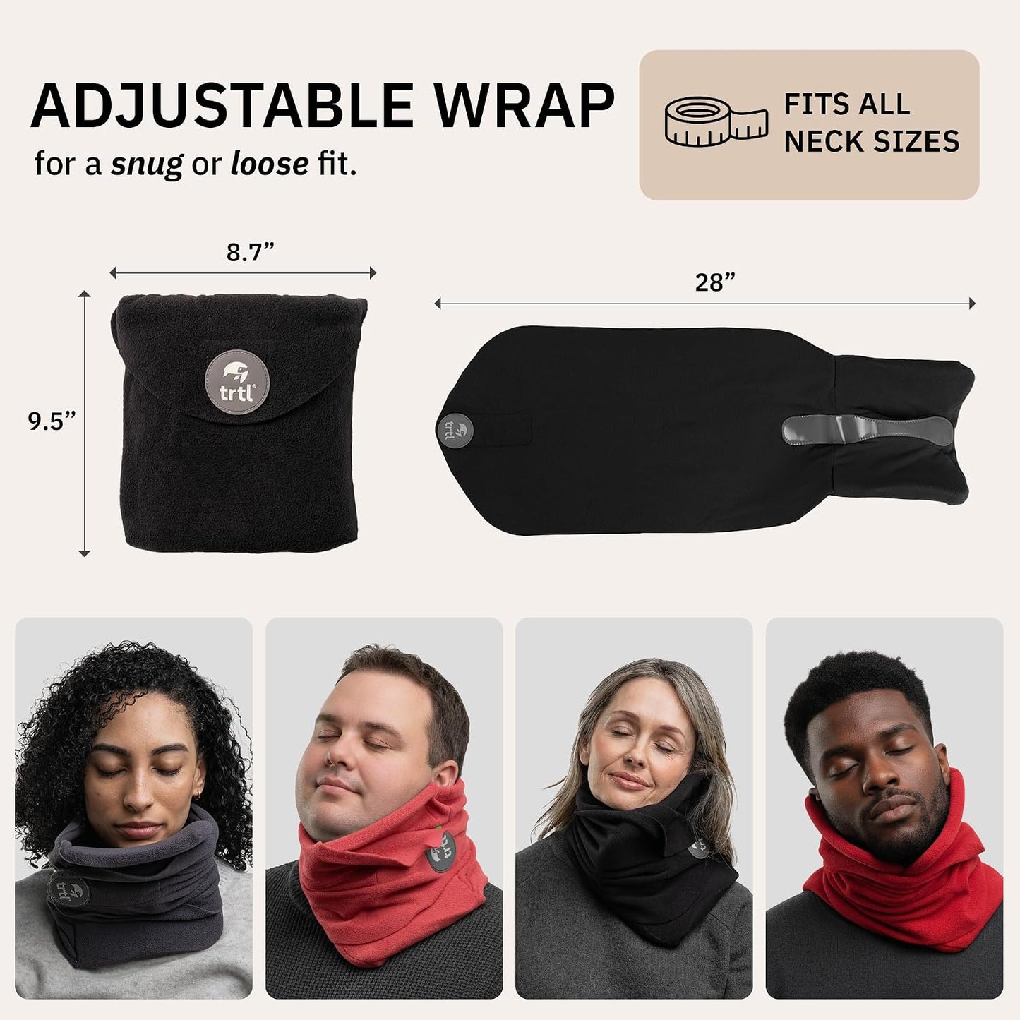 trtl Travel Pillow for Flights Soft Neck Support Comfortable Black Adult NEW