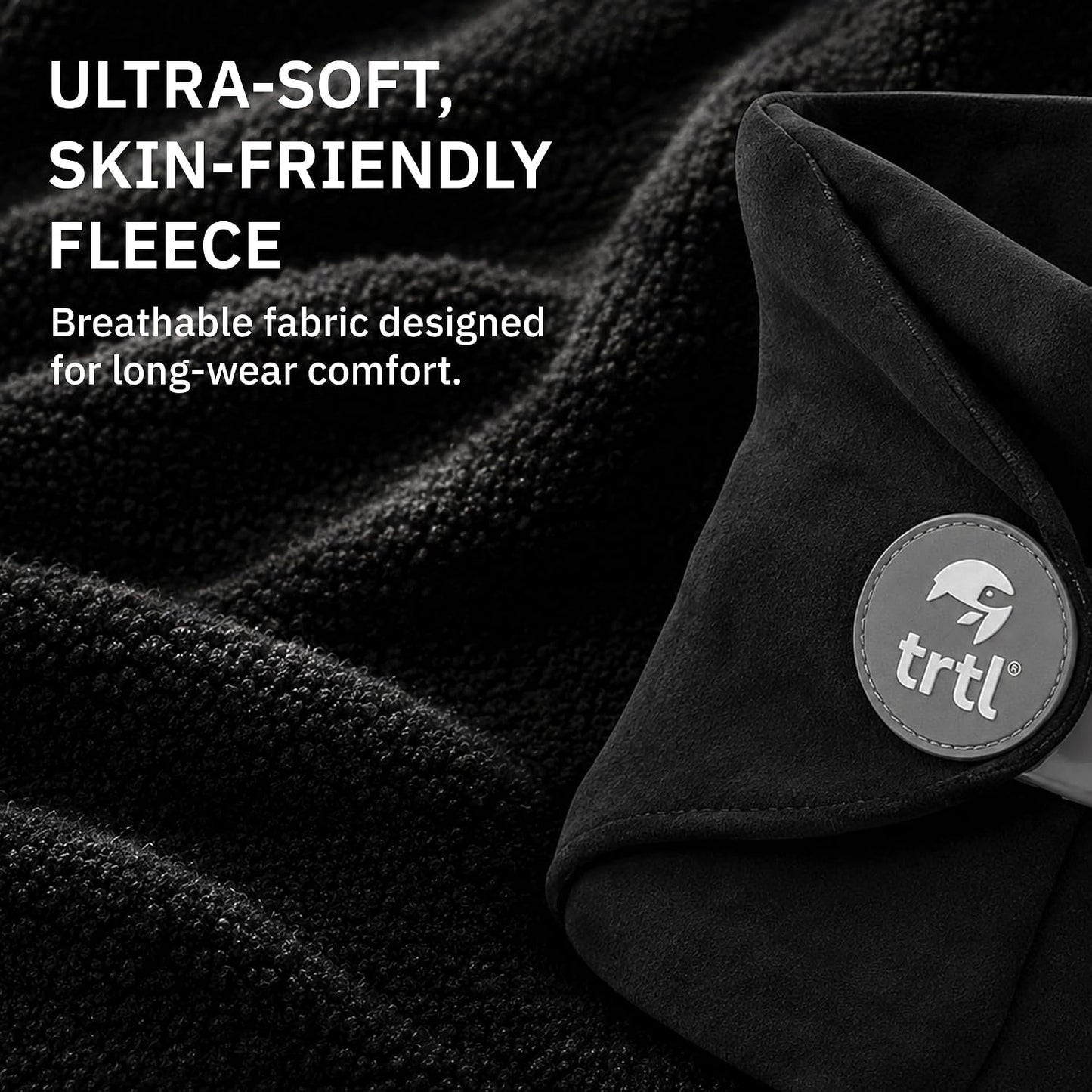 trtl Travel Pillow for Flights Soft Neck Support Comfortable Black Adult NEW