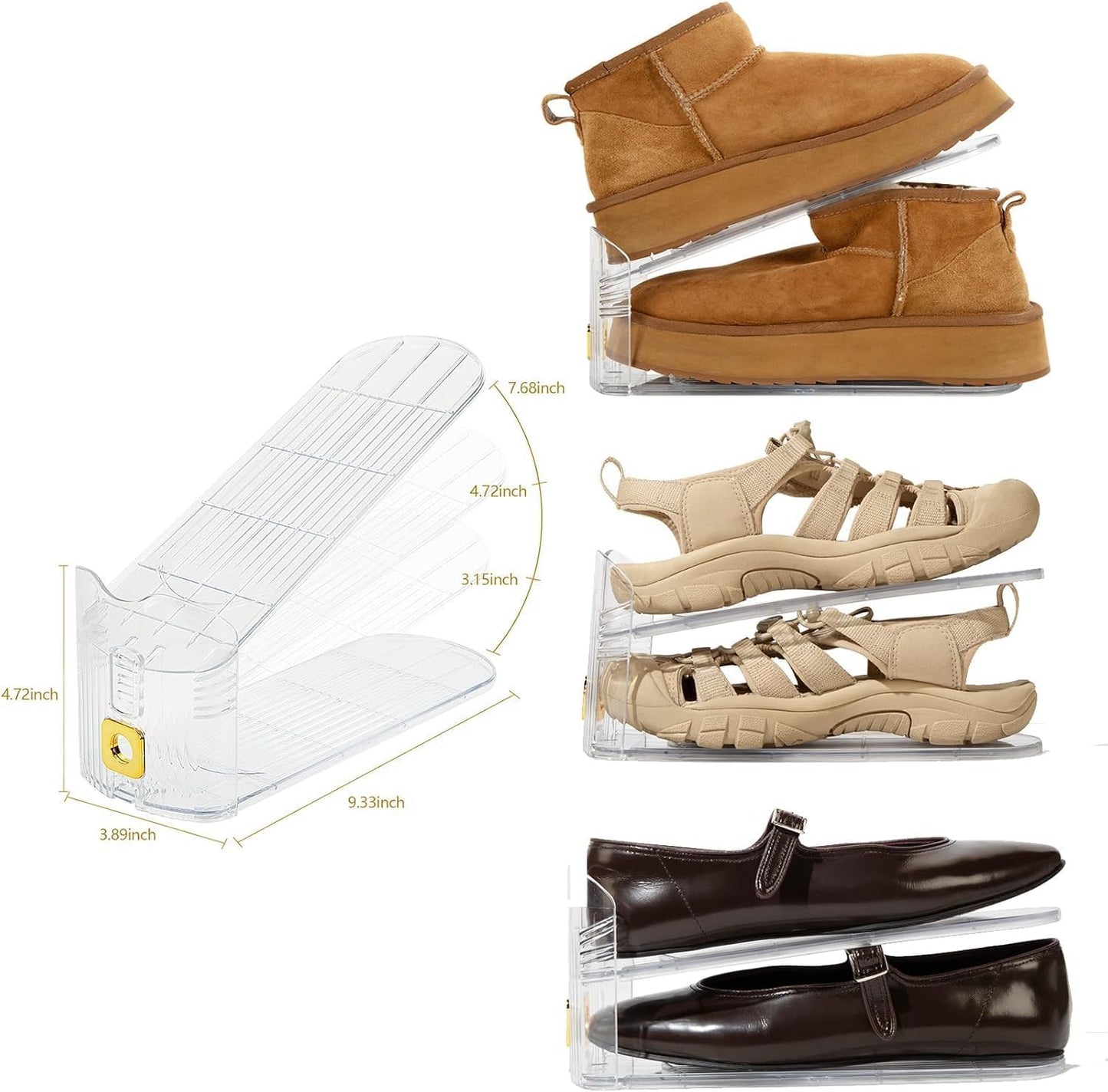 Suneerplay Clear Shoe Slots Organizers 10-Pack Plastic Stacker for Closet NEW