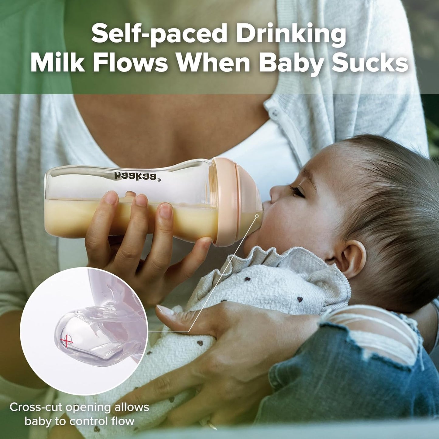 haakaa 300ml Bottles Glass Baby Bottle with Anti-Colic Valve & Fast Flow, NEW