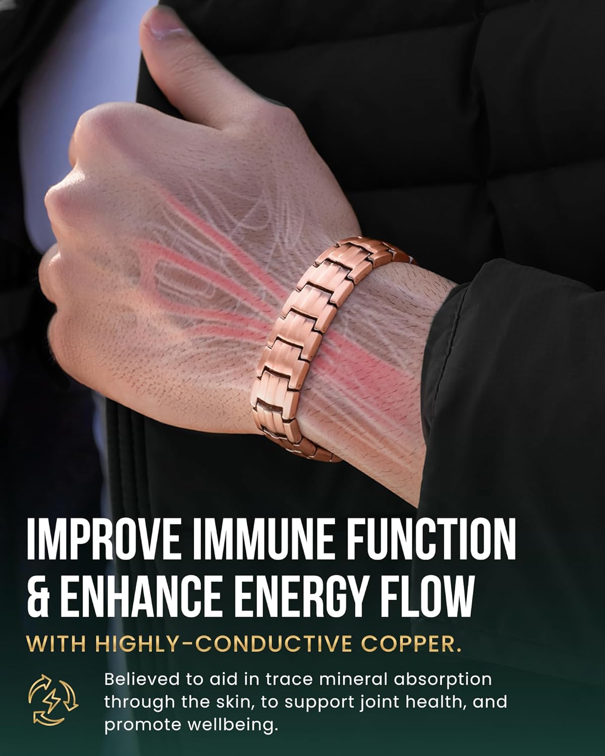 MagnetRX Magnetic Copper Bracelet for Force 5X EllipseMAX Therapy, 9.0 DEMO