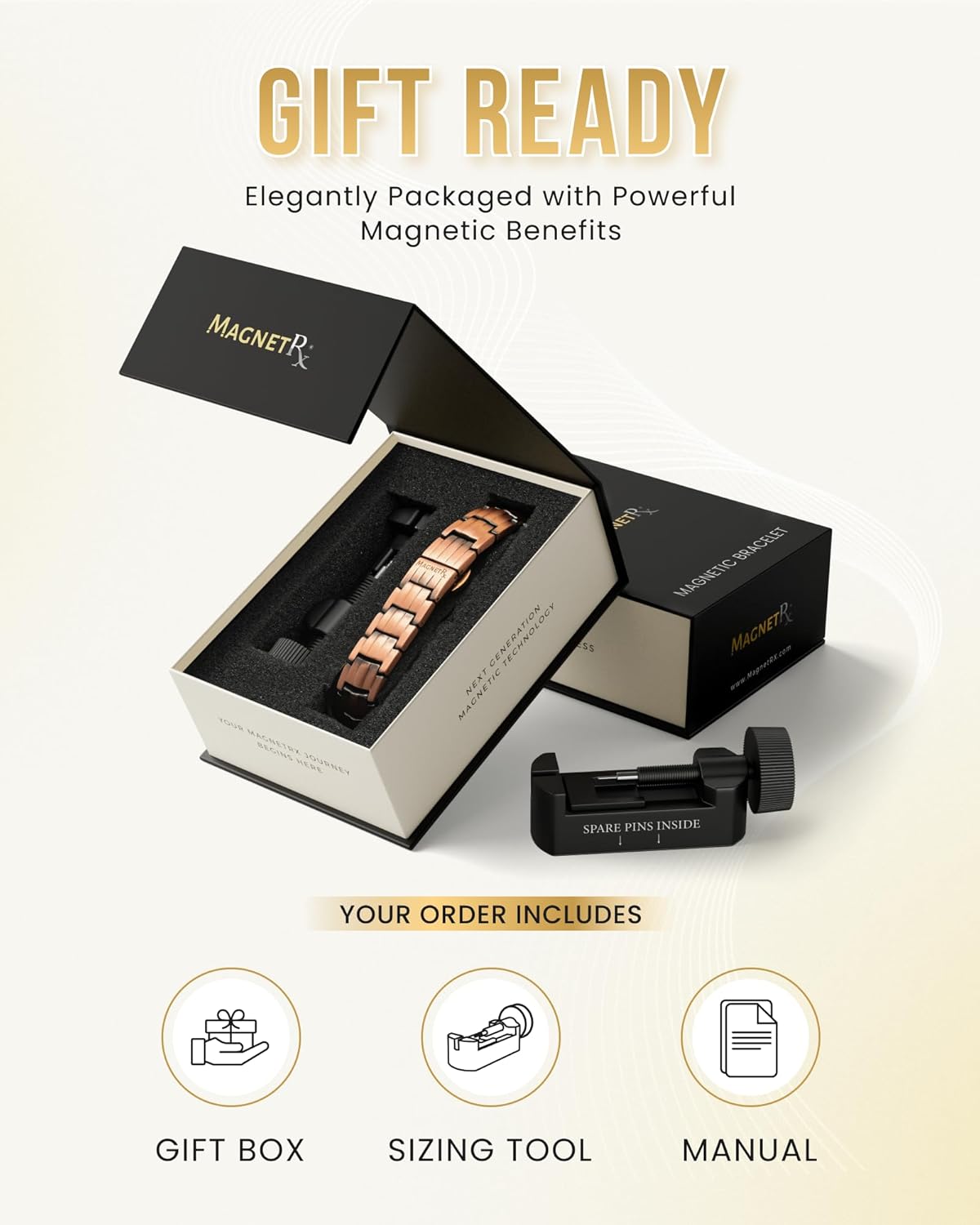 MagnetRX Magnetic Copper Bracelet for Force 5X EllipseMAX Therapy, 9.0 DEMO