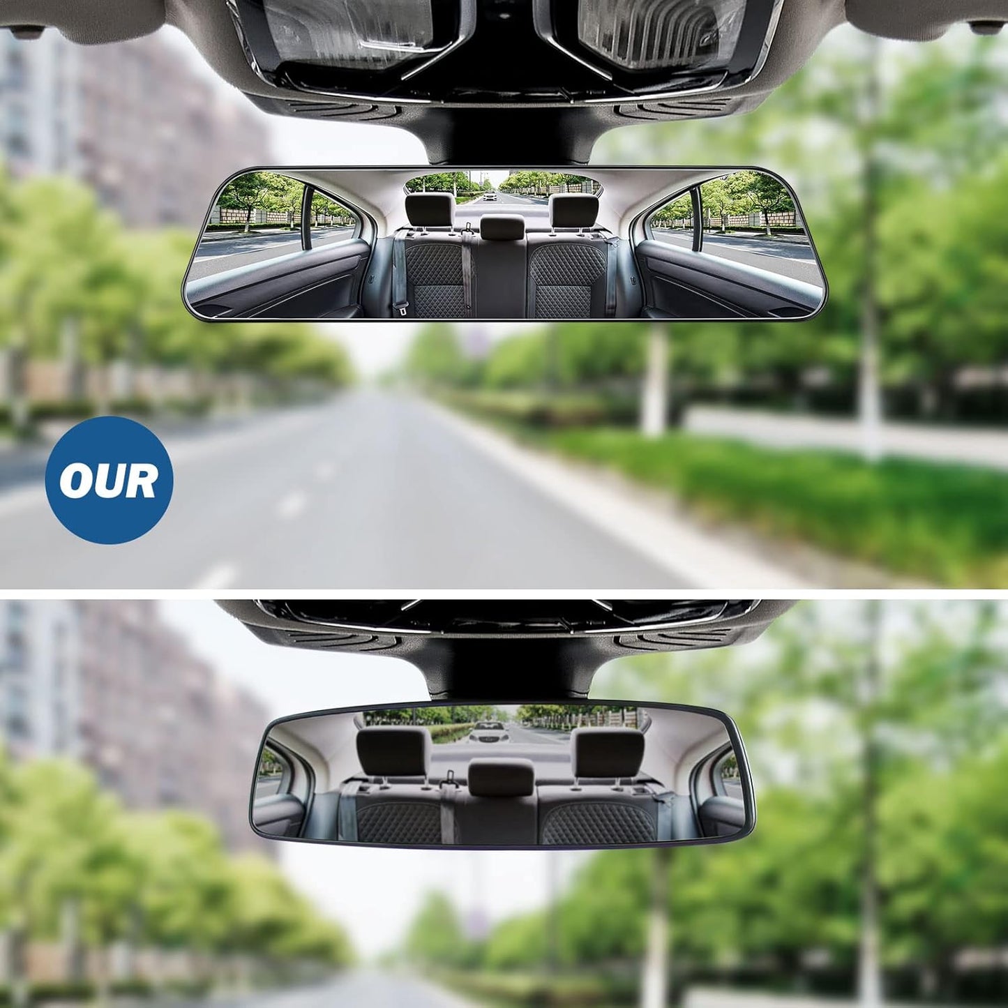 JOYTUTUS 12 Inch Panoramic Interior Rearview Mirror Clip-on Convex Wide NEW