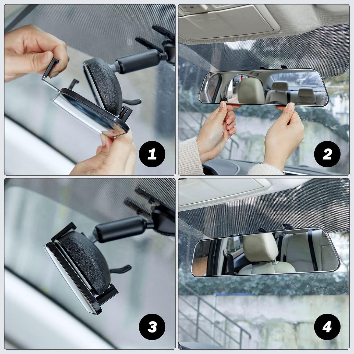 JOYTUTUS 12 Inch Panoramic Interior Rearview Mirror Clip-on Convex Wide NEW