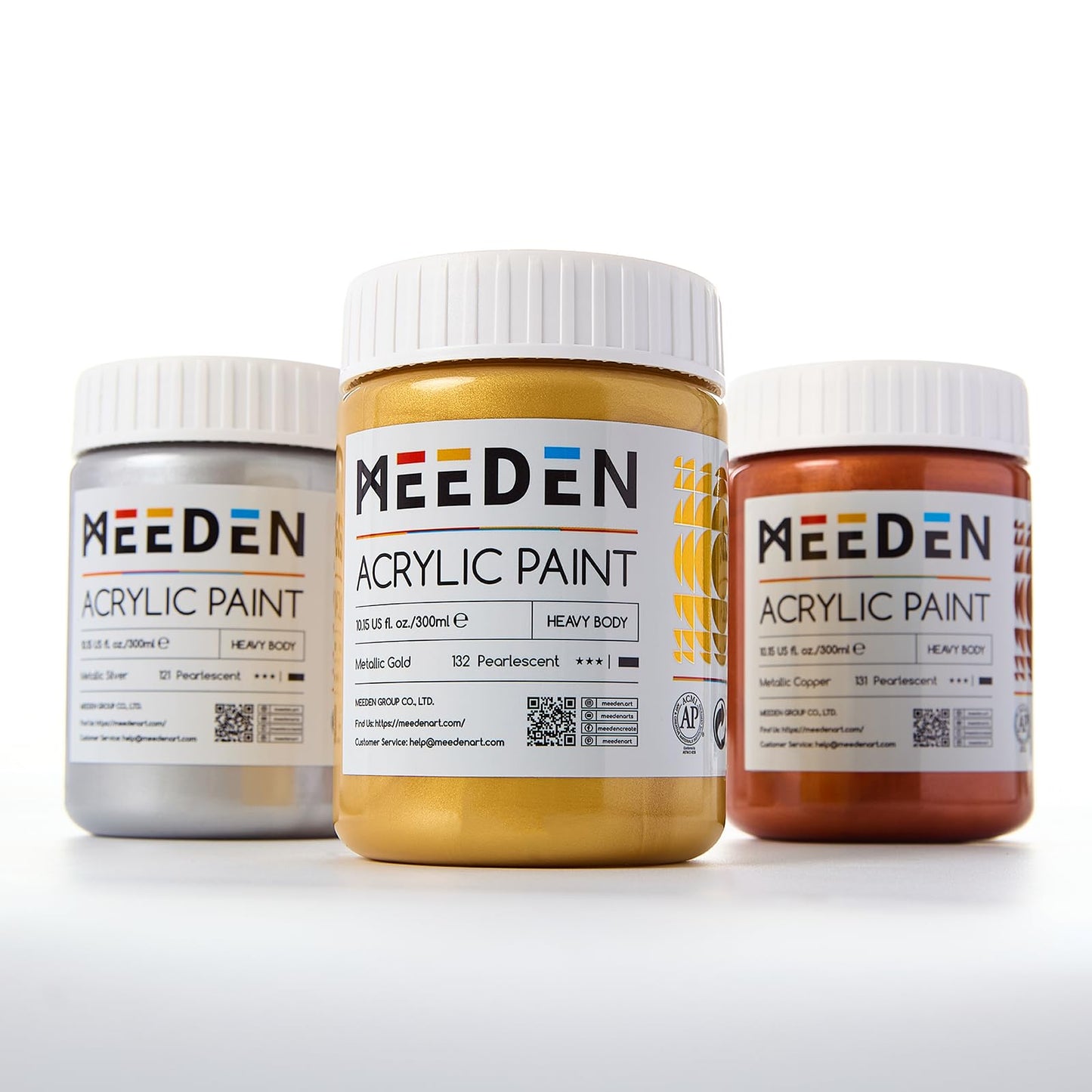 MEEDEN Metallic Paints Acrylic Paint Set, 300 ml, 3 Colors Art Supplies DEMO