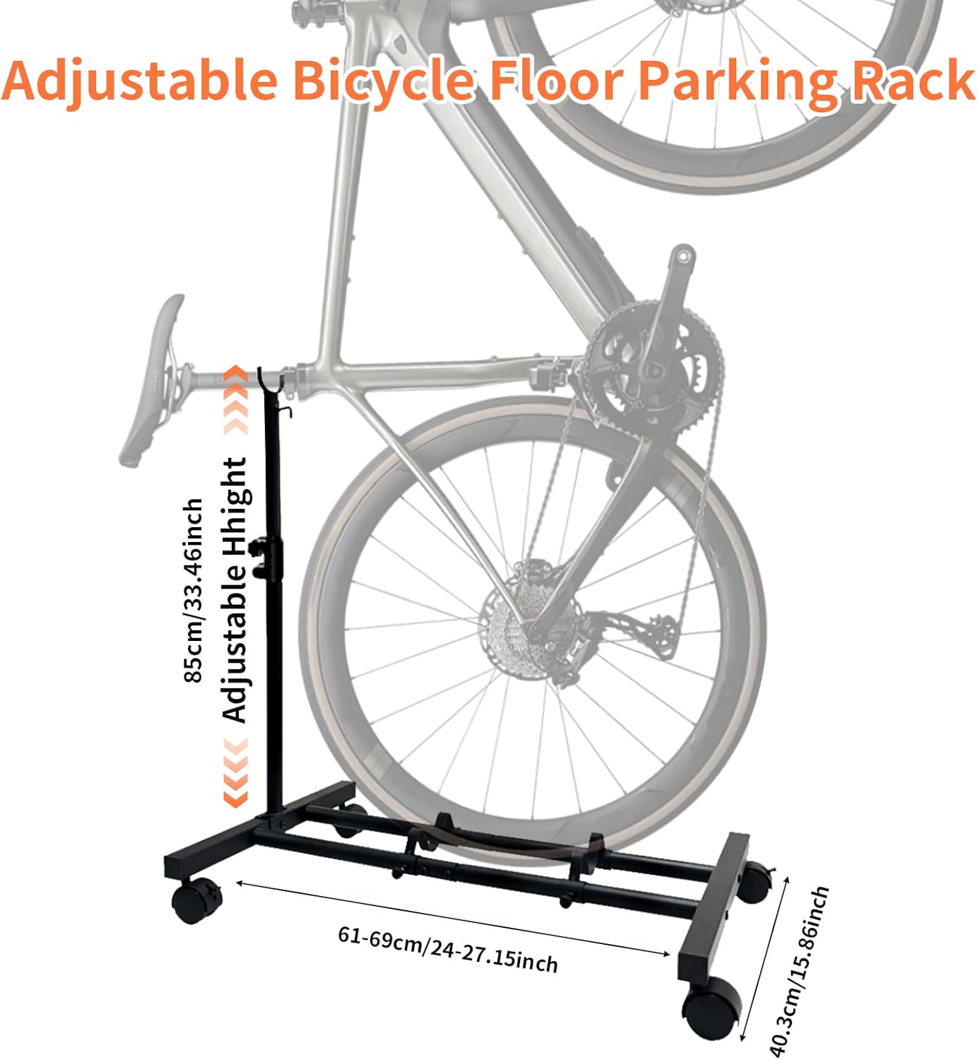 AiiYiiHii Vertical Bike Stand Movable with Casters Freestanding Indoor NEW