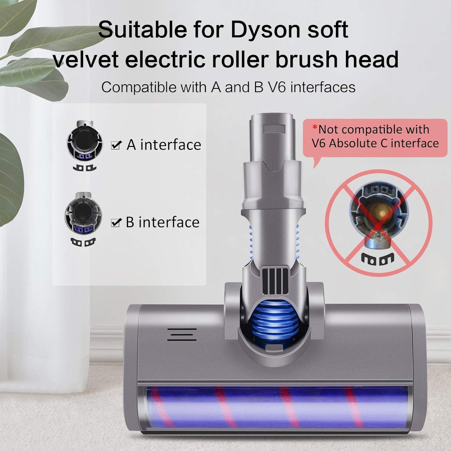 TREE.NB Soft Replacement Parts Roller Motorized Head for Dyson V6 DC58 DC61 NEW