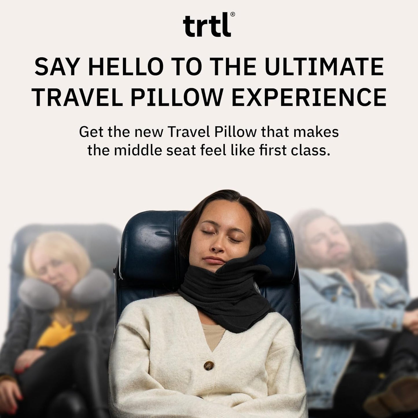 trtl Grey Soft Neck Support Travel Pillow for Long Flights, Adult Size NEW