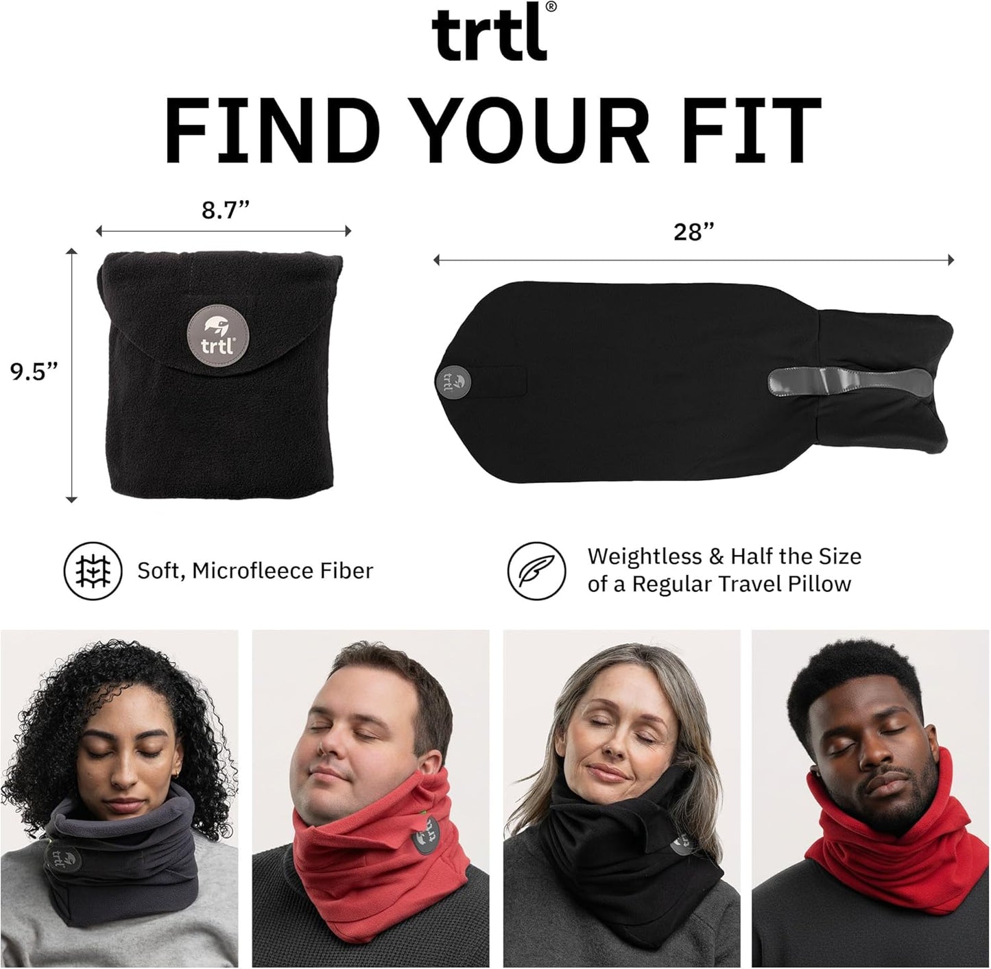 trtl Grey Soft Neck Support Travel Pillow for Long Flights, Adult Size NEW