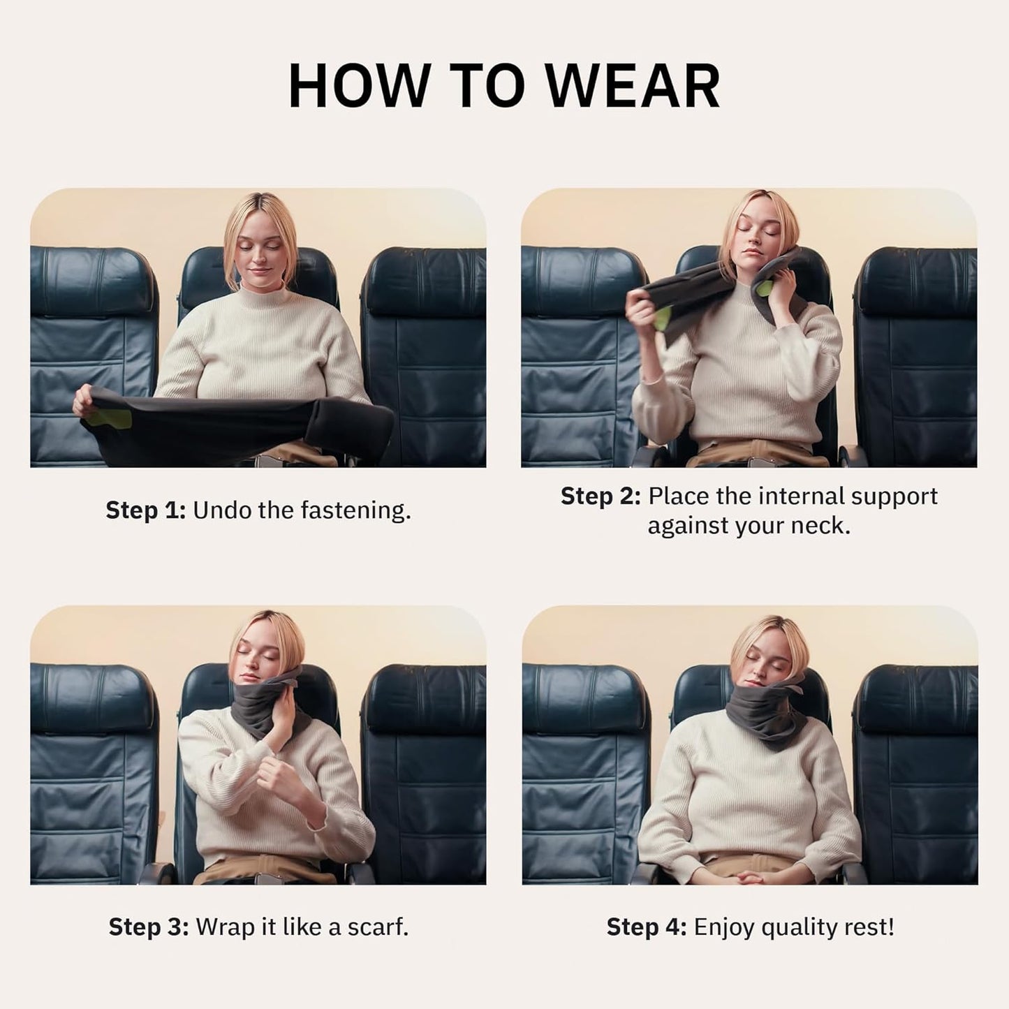 trtl Grey Soft Neck Support Travel Pillow for Long Flights, Adult Size NEW