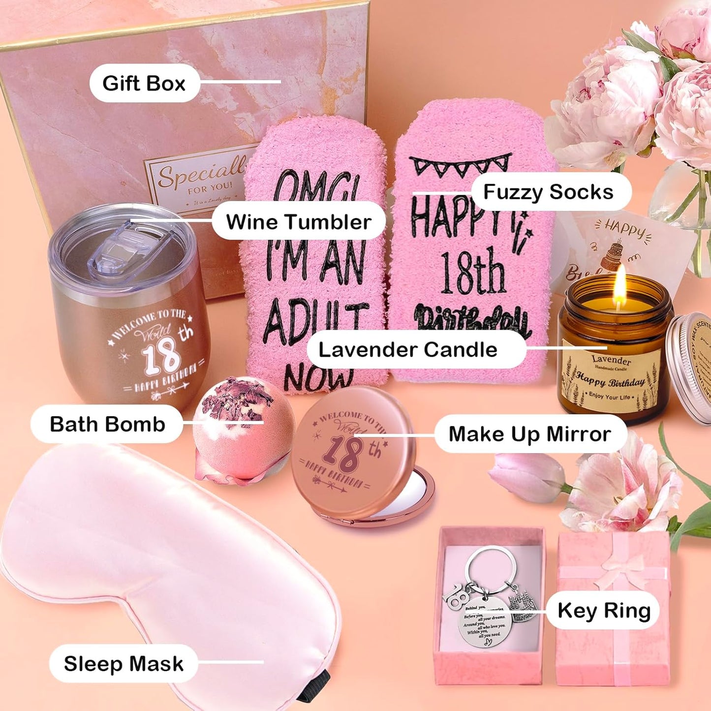 LEEGOHI 18th Birthday Bath Bombs Gift Set - Pamper Basket for Her, Relaxing NEW