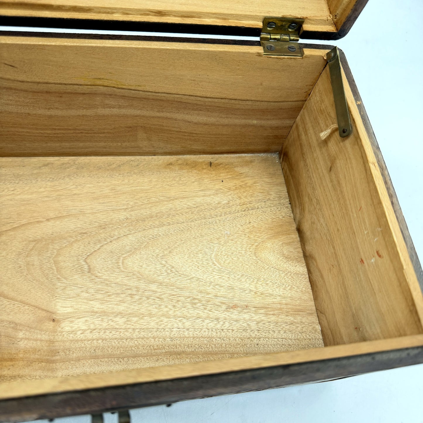 Vintage Rustic Decorative Wooden Box, Carved Antique Brown Storage Organizer