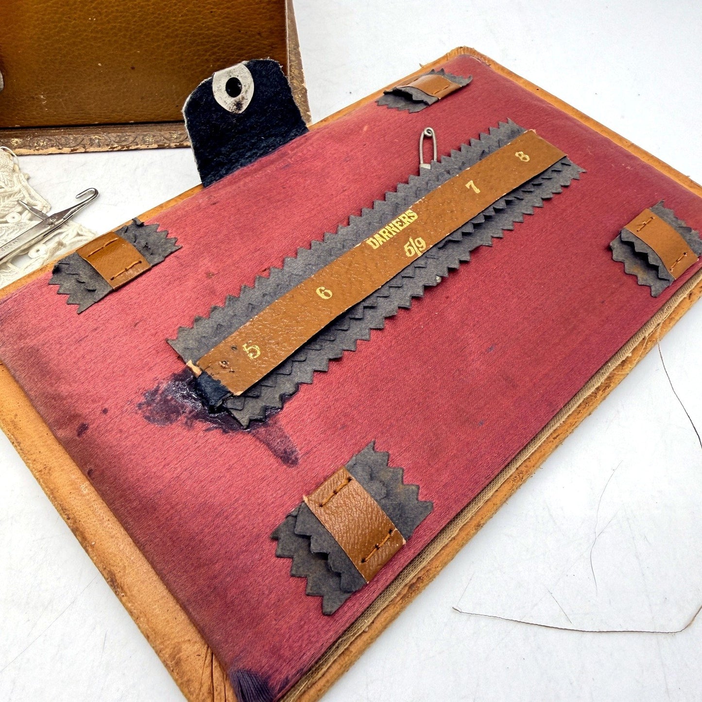 Barleet & Sons Vintage Sewing Box for Craft Supplies Storage Brown Red
